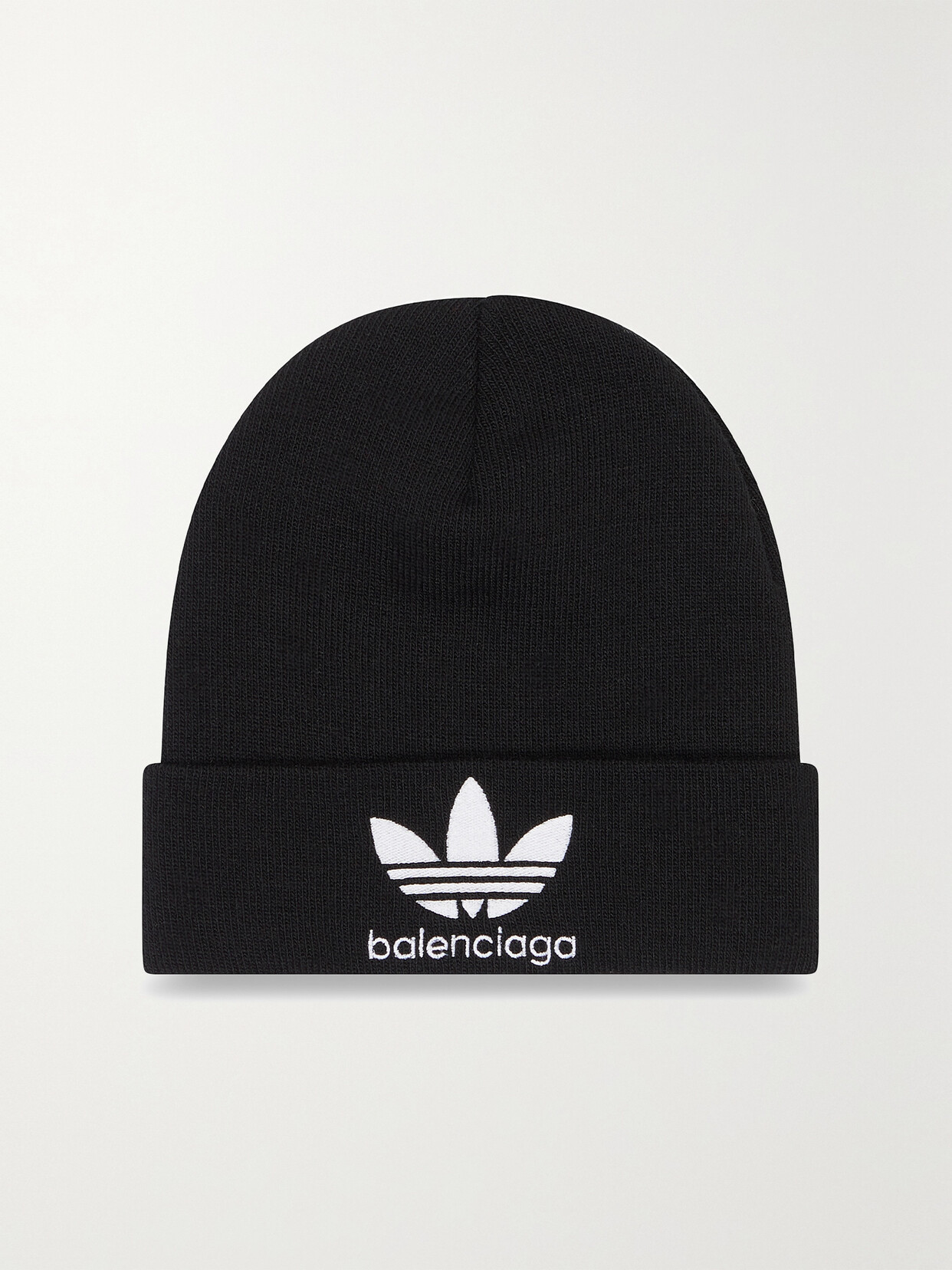 Balenciaga - + Adidas Embroidered Knitted Beanie - Black