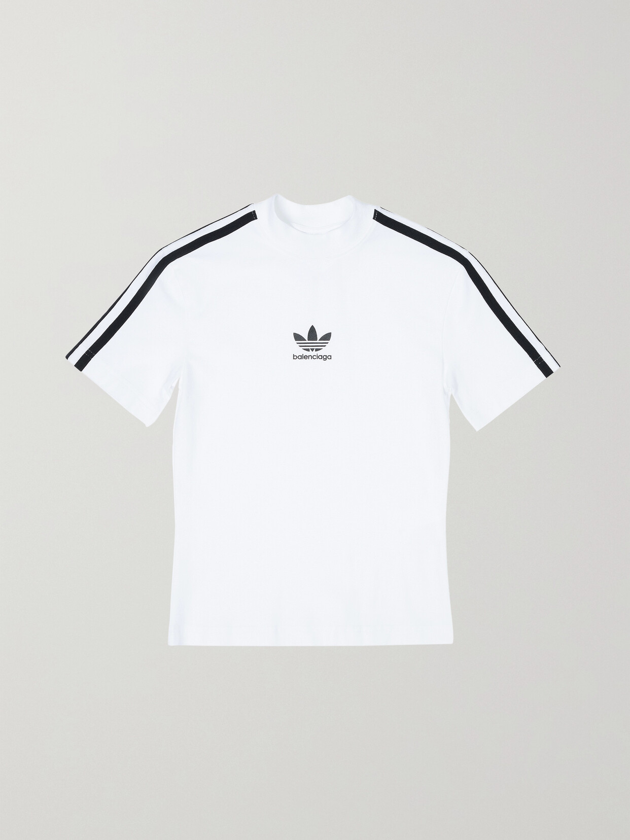 Balenciaga + Adidas Striped Printed Stretch-cotton Jersey T-shirt In White