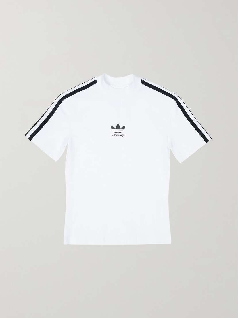 Balenciaga + Adidas Striped Printed Stretch-cotton Jersey T-shirt