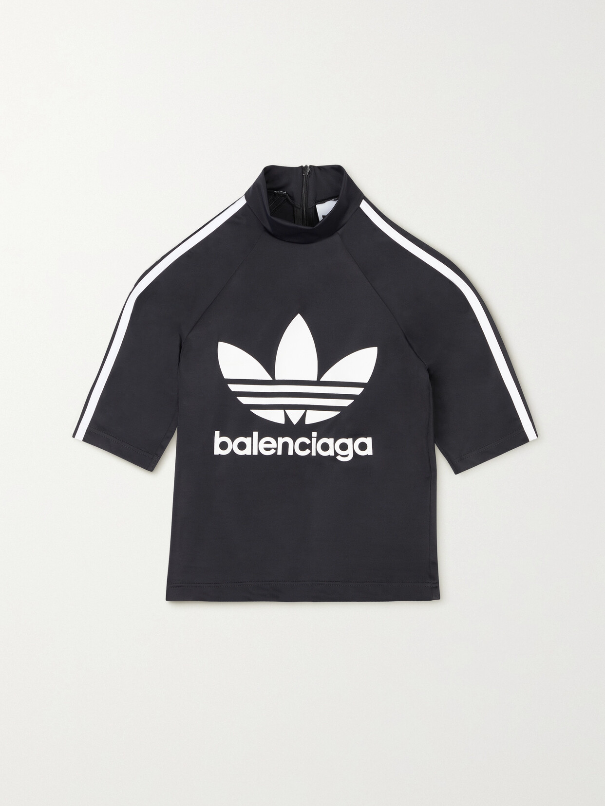 Balenciaga - + Adidas Athletic Striped Printed Stretch-jersey Top - Black