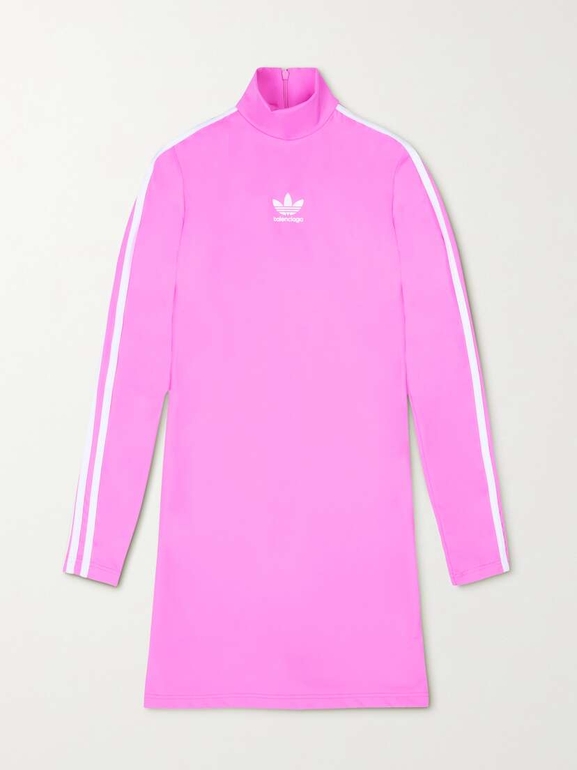 Balenciaga + Adidas Striped Printed Stretch-jersey Playsuit