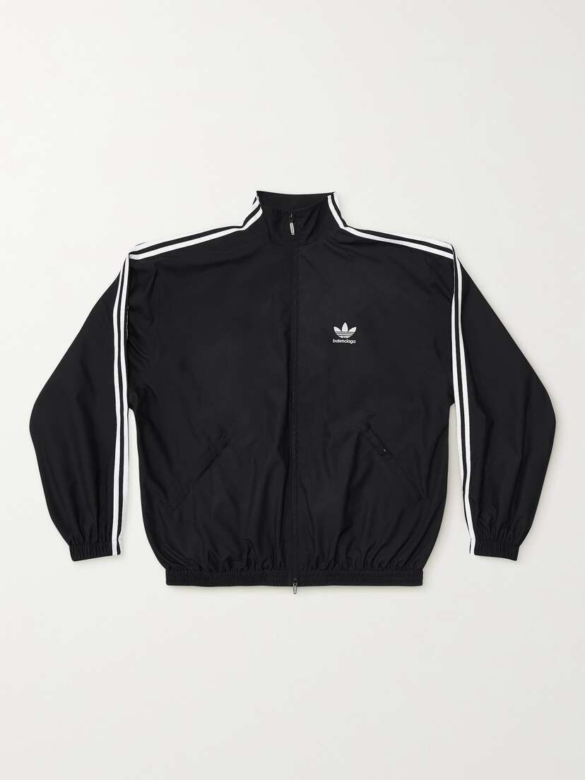 Balenciaga + Adidas Striped Cotton-blend Shell Track Jacket