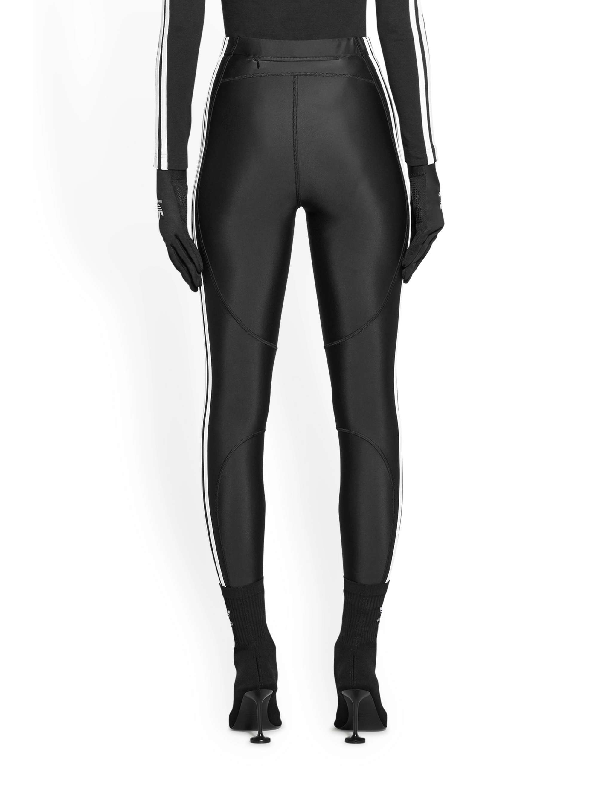 BALENCIAGA + adidas Athletic striped printed stretch-jersey leggings