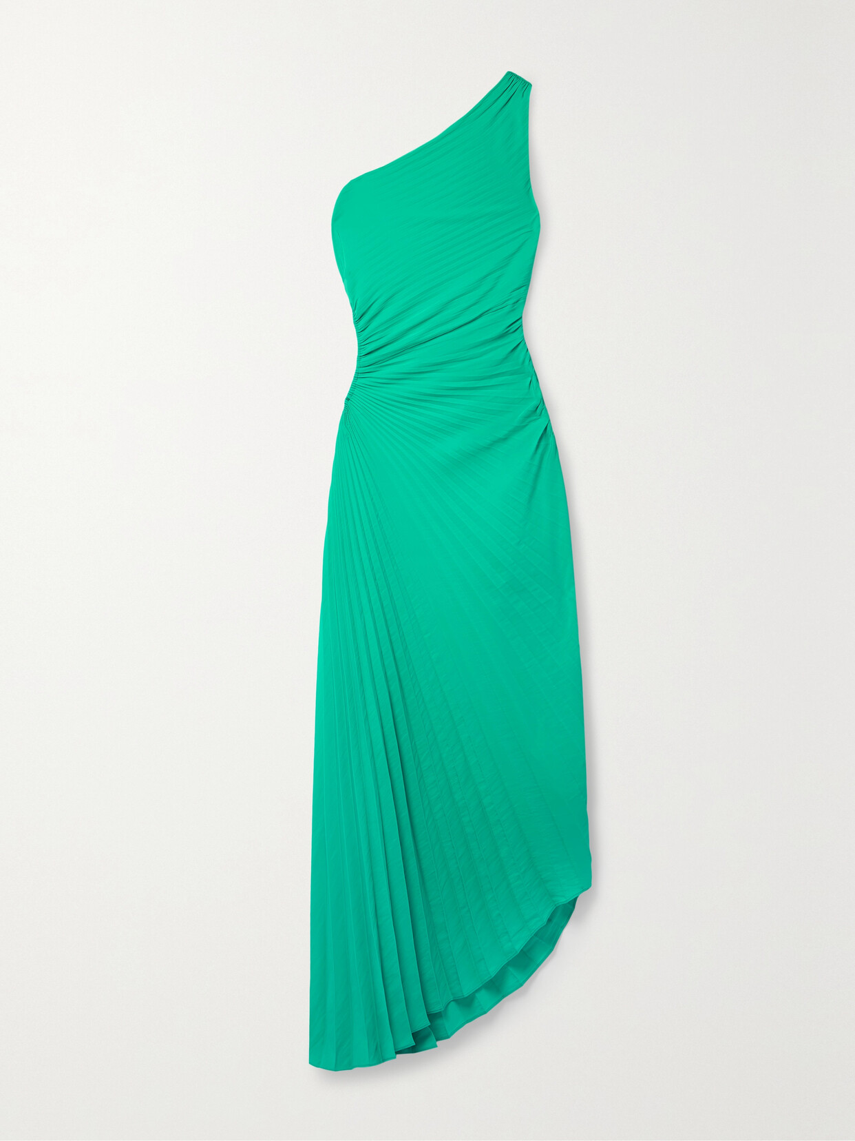 A.L.C. - Delfina Asymmetric One-shoulder Cutout Plissé-chiffon Midi Dress - Green