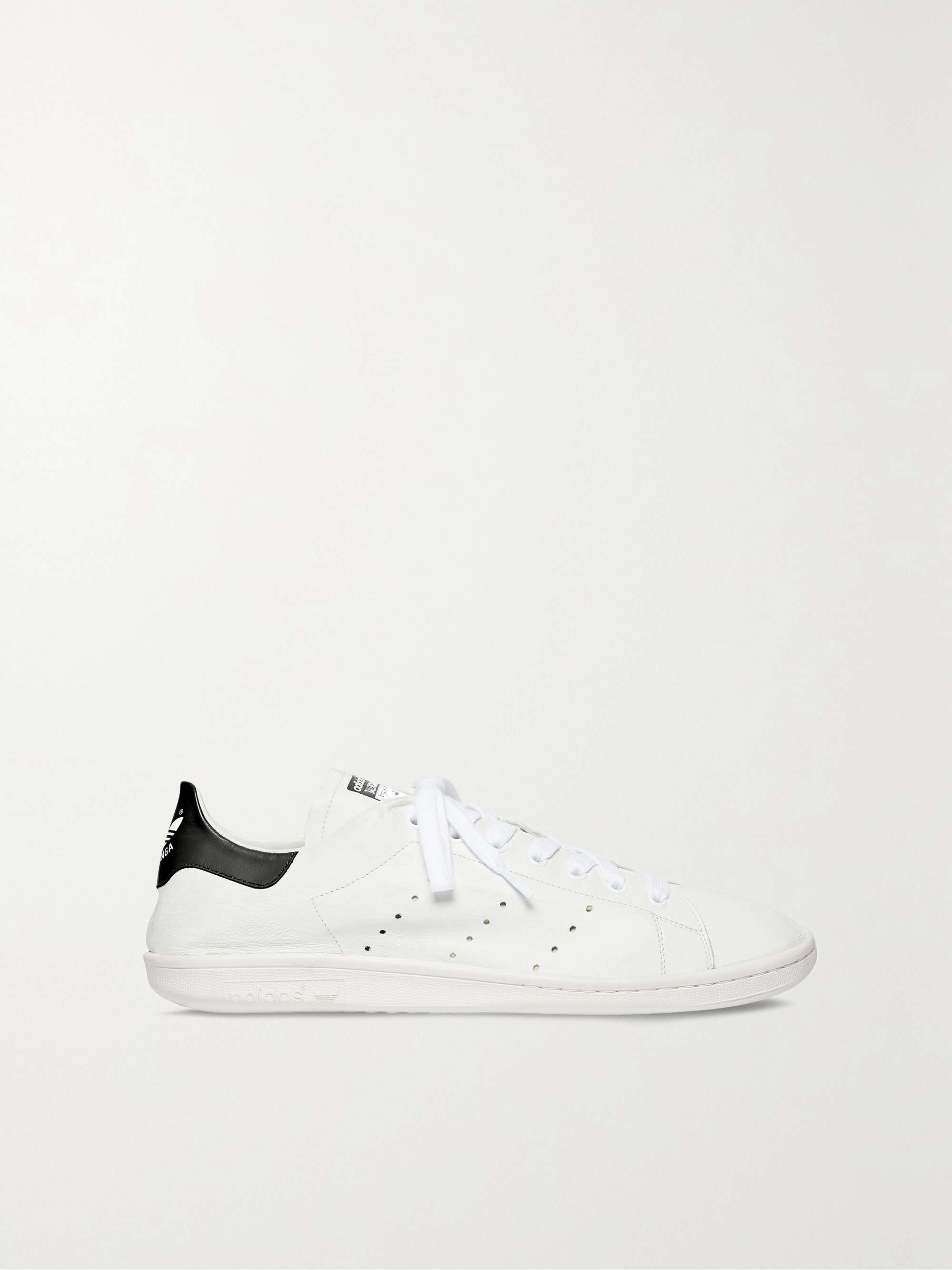 BALENCIAGA + adidas Stan Smith perforated leather sneakers | NET-A-PORTER
