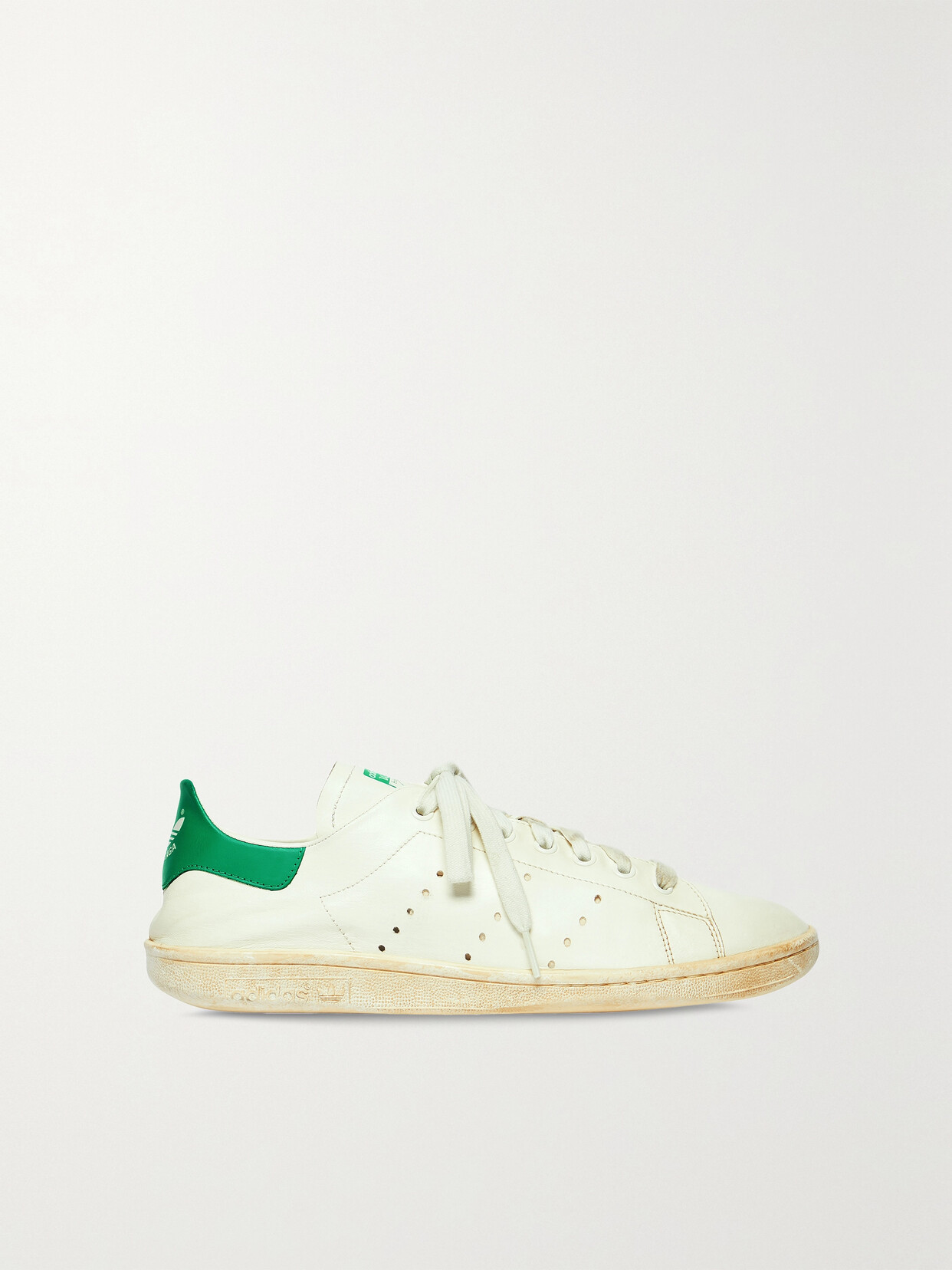 Balenciaga - + Adidas Stan Smith Distressed Leather Sneakers - White