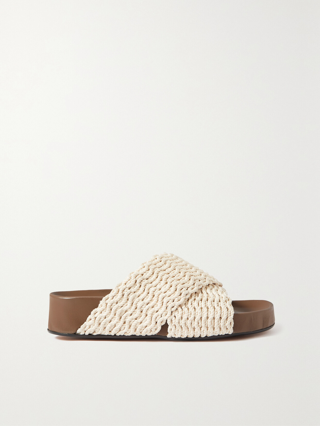 ATP Atelier - Urbino Crocheted Linen Slides - Cream