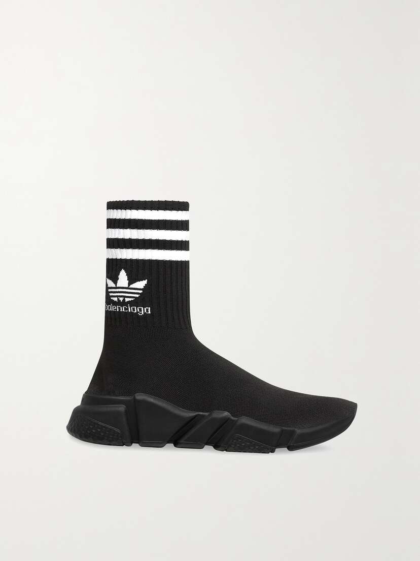 Balenciaga + Adidas Speed Lt Intarsia Stretch-knit High-top Sneakers