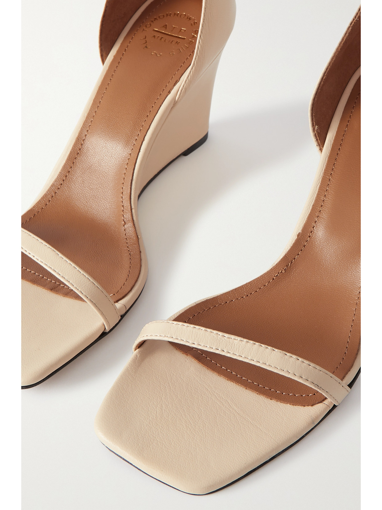 Atp Atelier Morcone Leather Wedge Sandals In Cream
