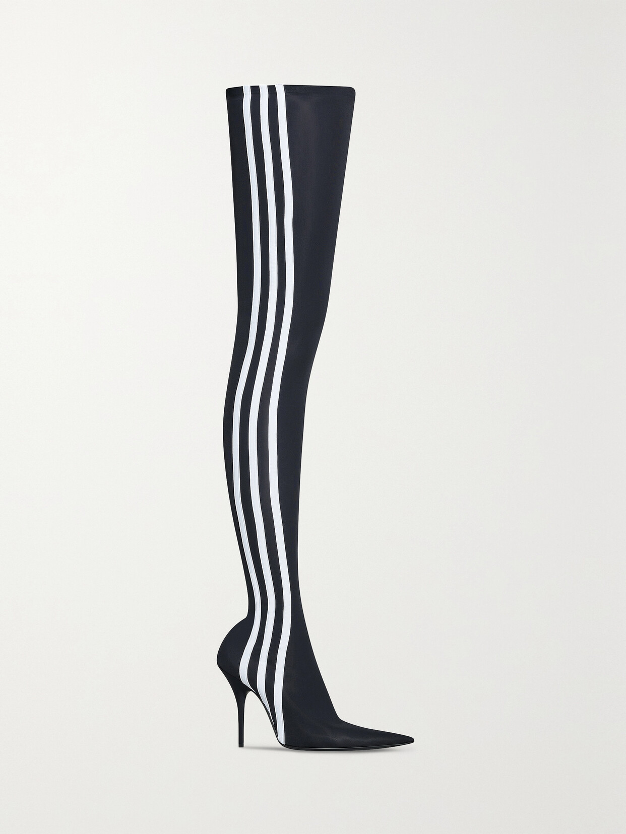 Balenciaga - + Adidas Knife Striped Spandex Over-the-knee Boots - Black