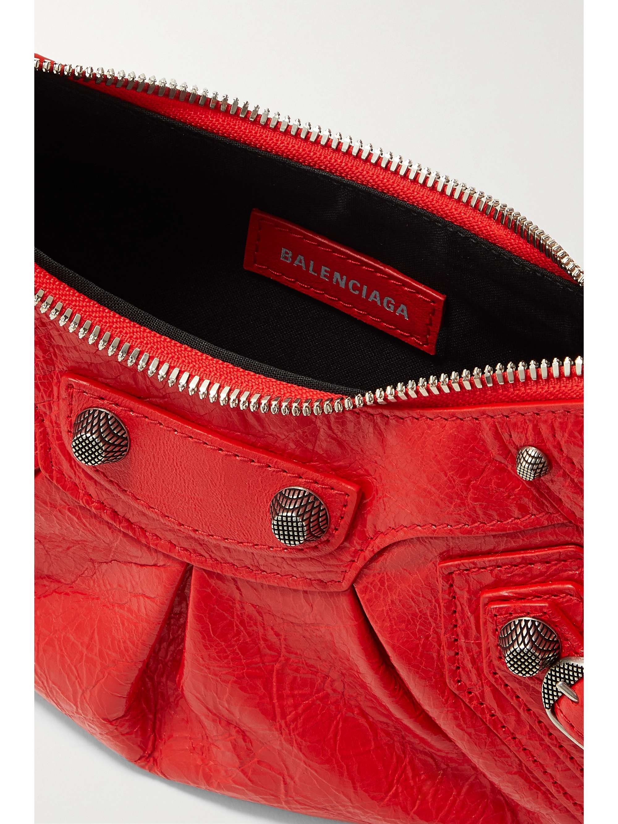 BALENCIAGA Le Cagole XS 钉饰褶皱皮革单肩包