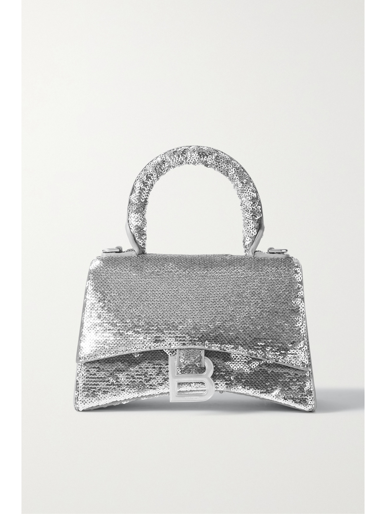 BALENCIAGA HOURGLASS XS SEQUINED LEATHER TOTE