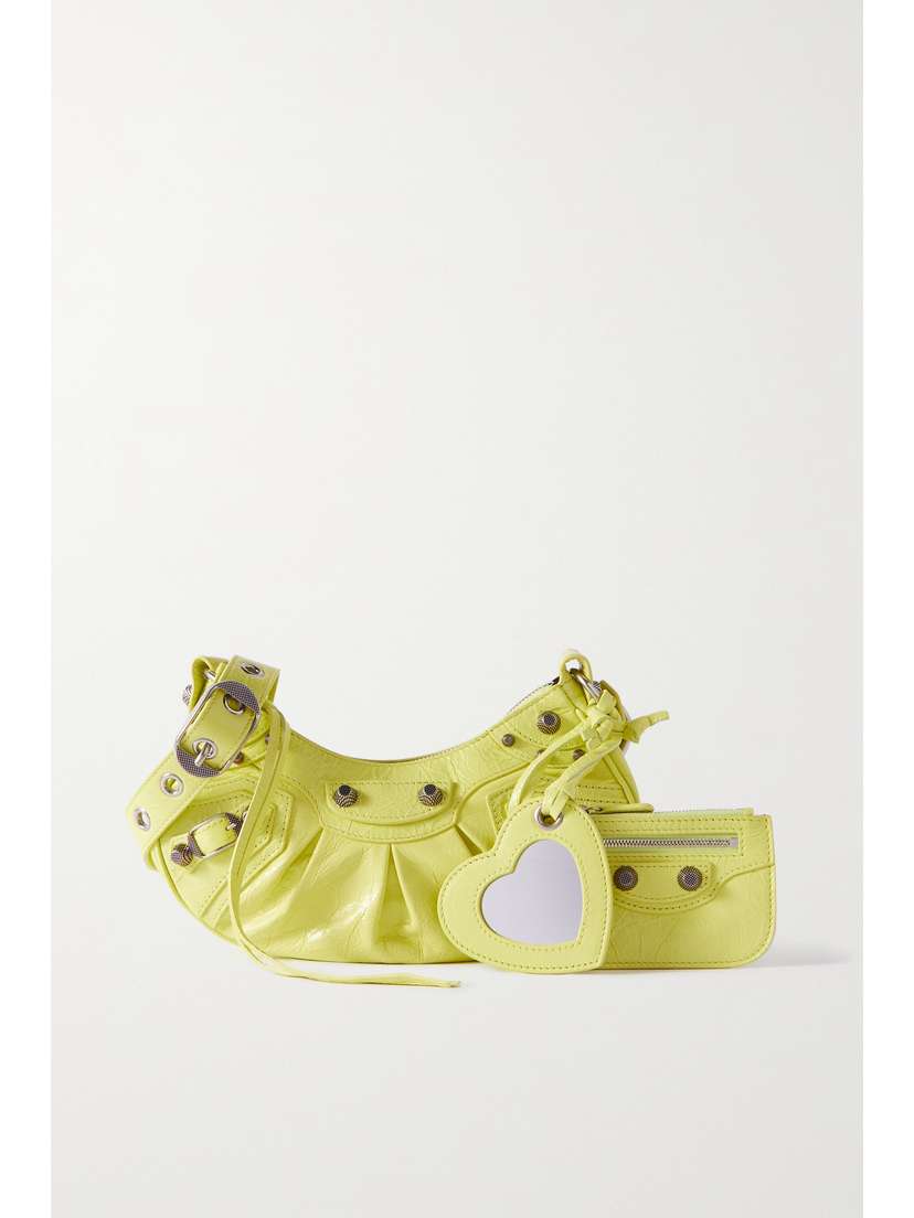 Balenciaga Le Cagole Xs Studded Crinkled-leather Shoulder Bag