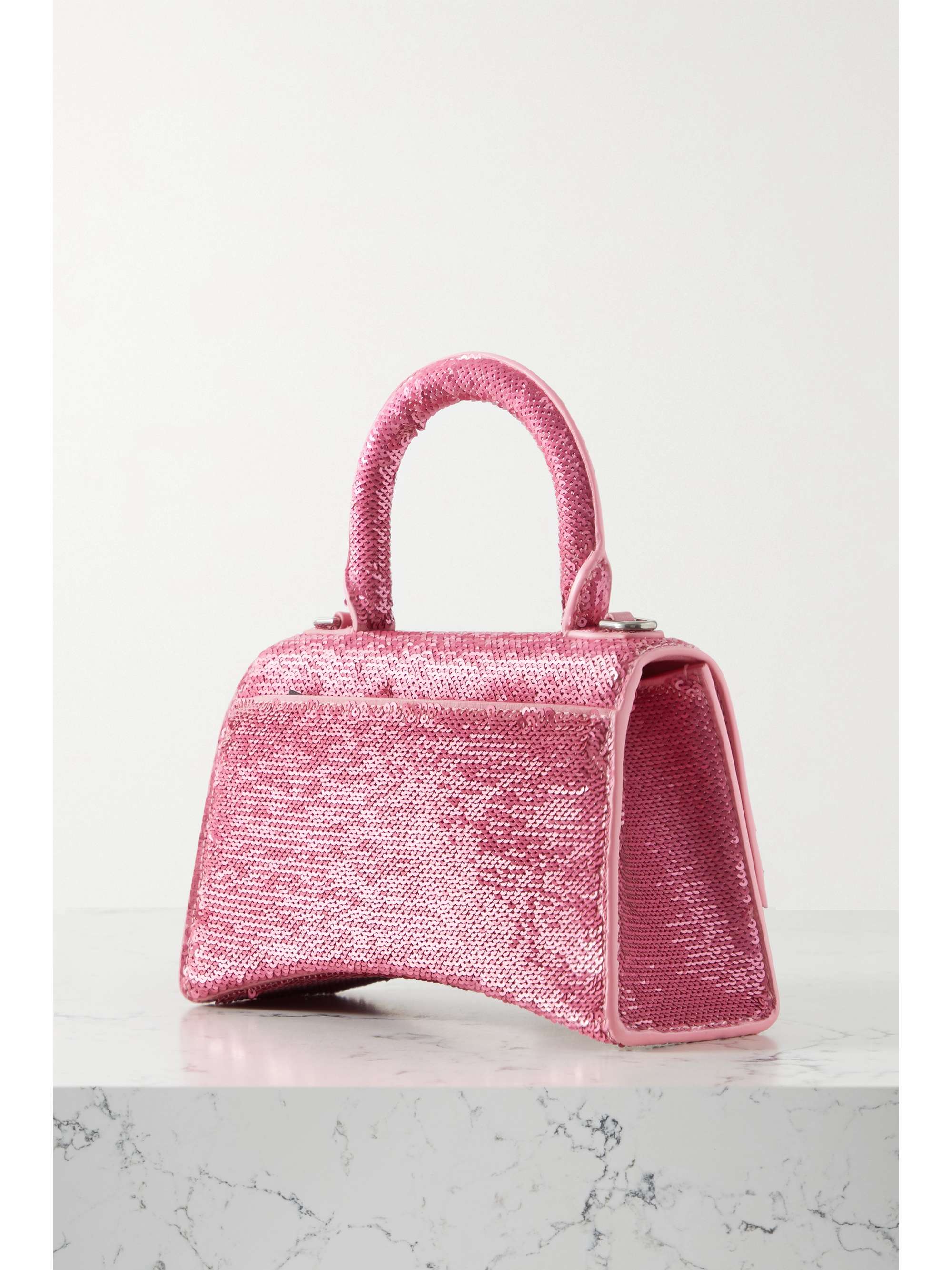 BALENCIAGA Hourglass XS sequined leather tote