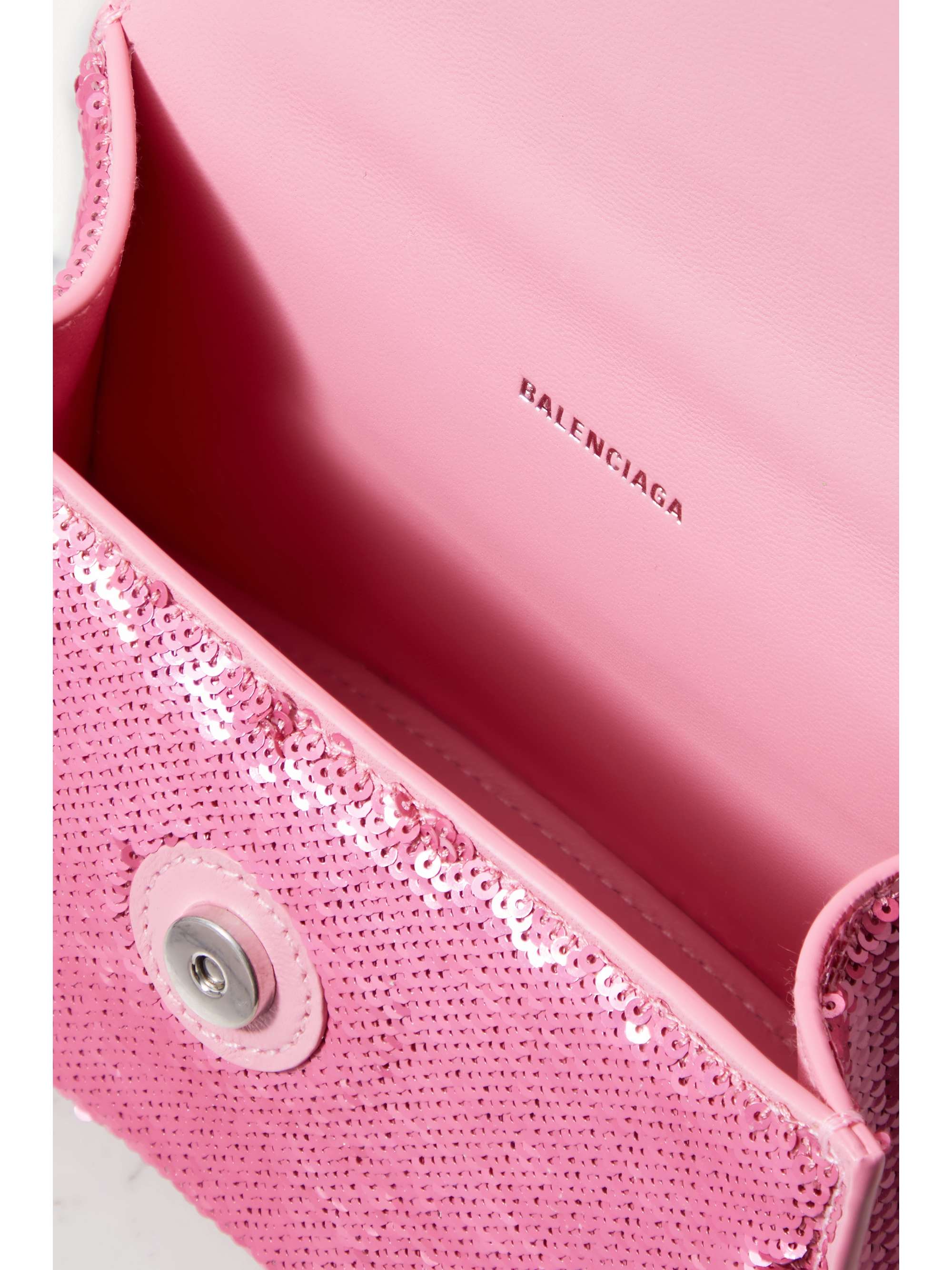 BALENCIAGA Hourglass XS sequined leather tote