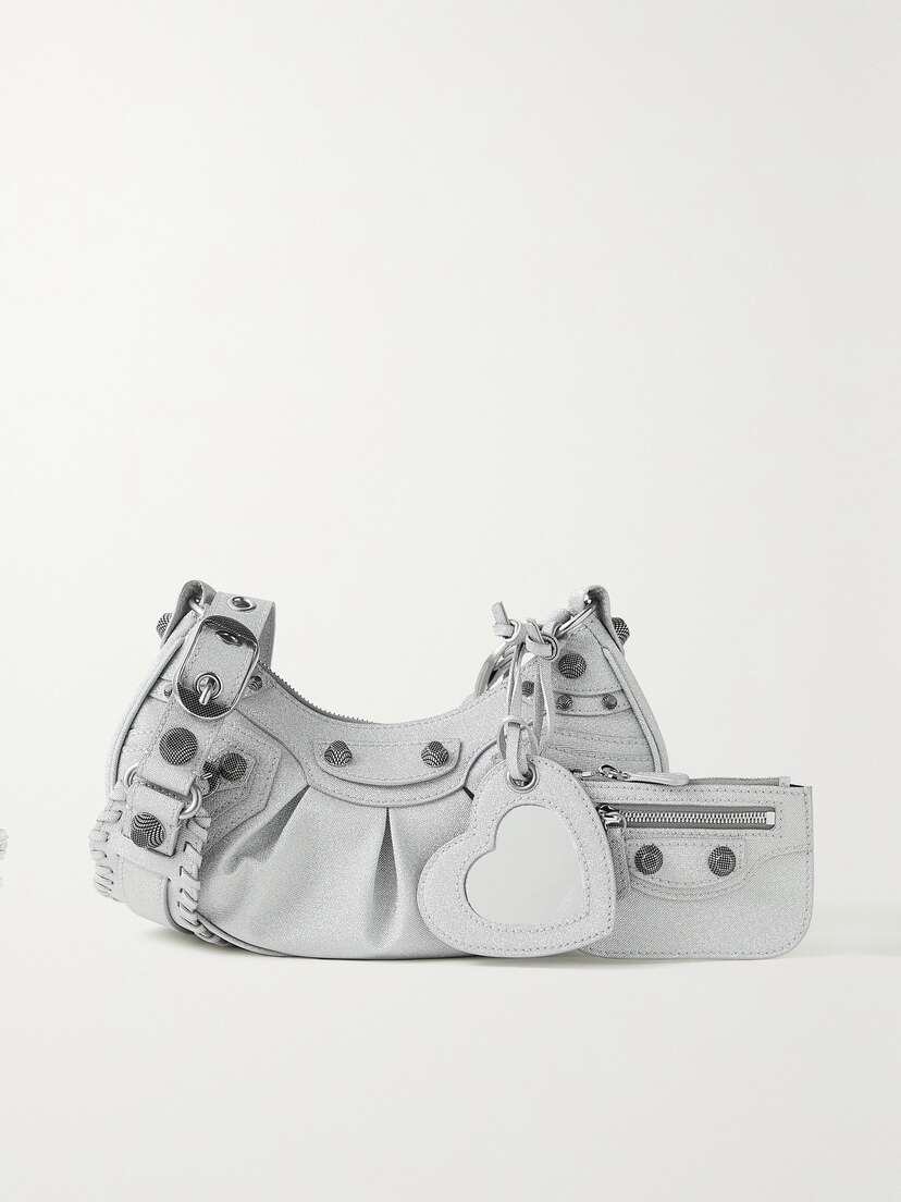 Balenciaga Le Cagole Xs Studded Metallic Canvas Shoulder Bag