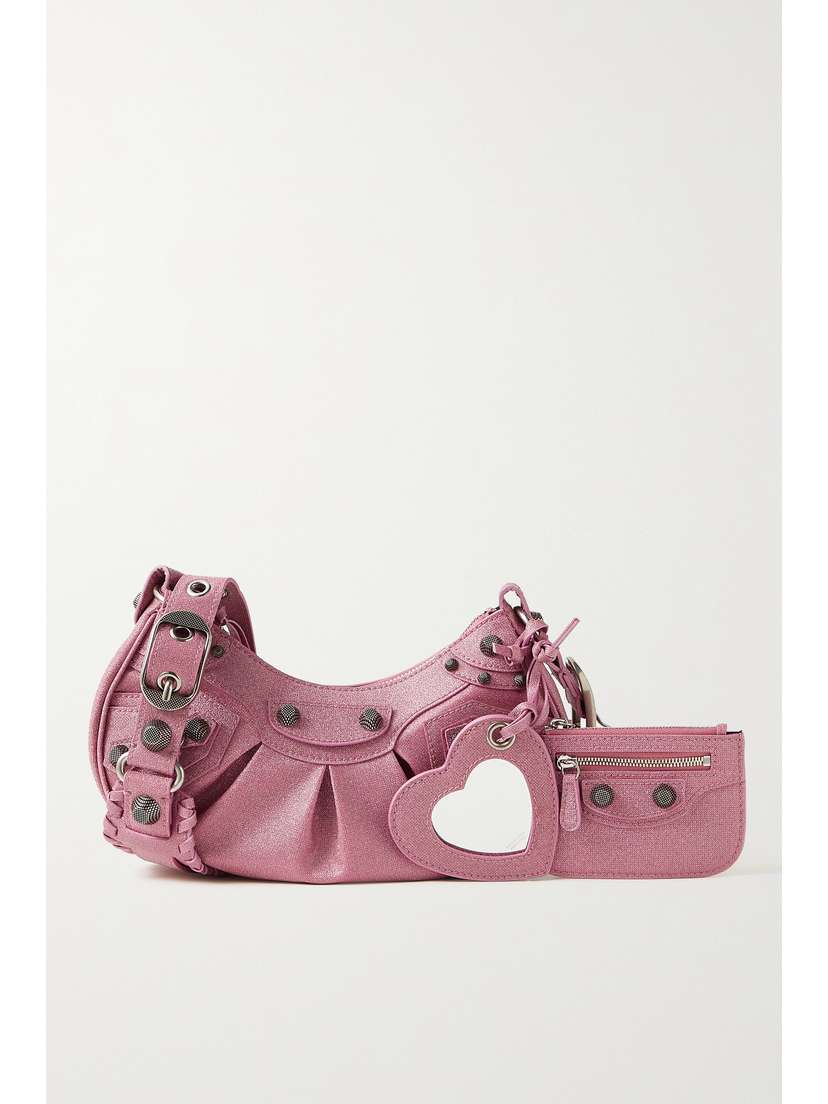 Balenciaga Le Cagole Xs Studded Metallic Canvas Shoulder Bag