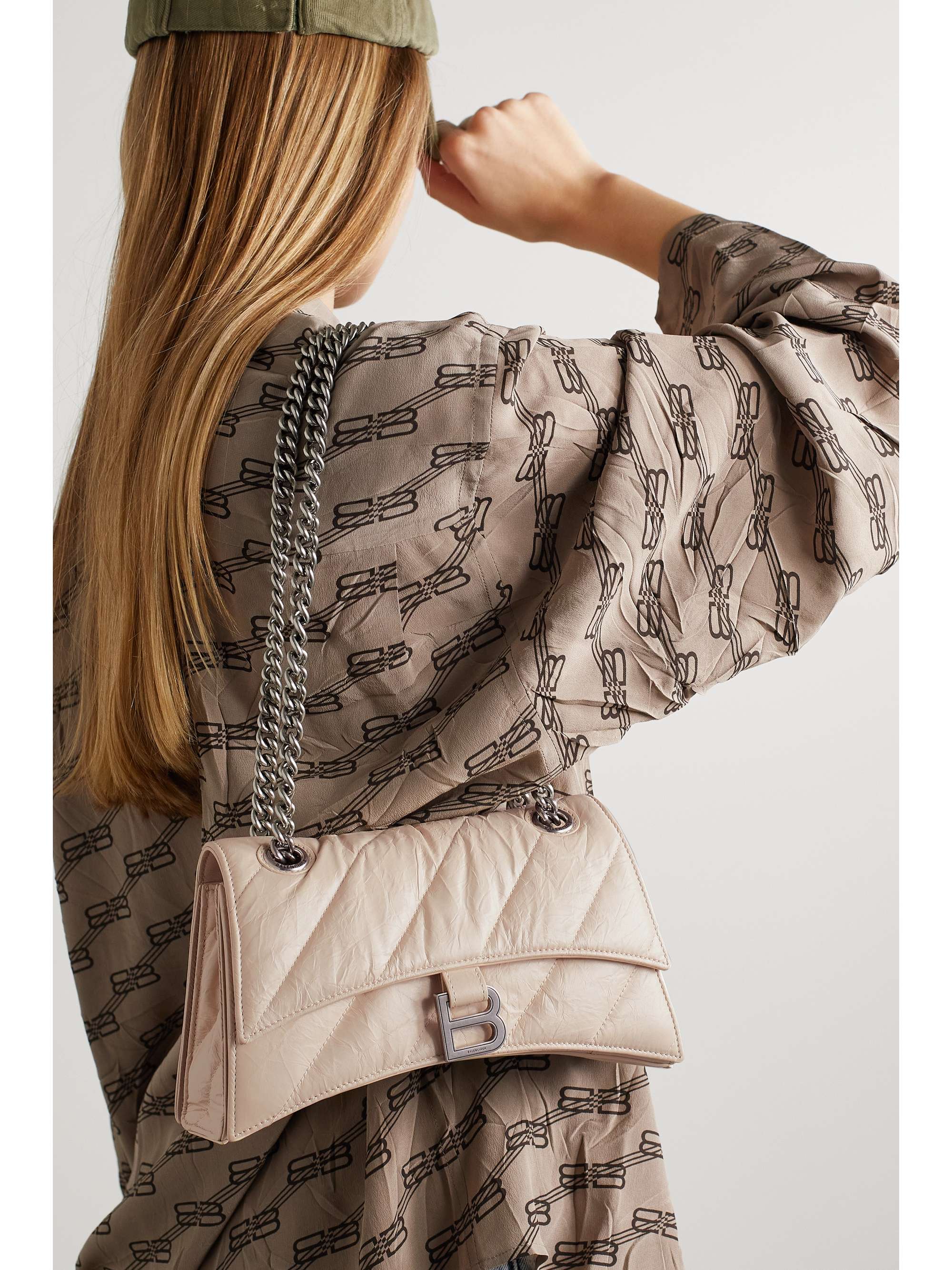BALENCIAGA Crush small quilted crinkled-leather shoulder bag