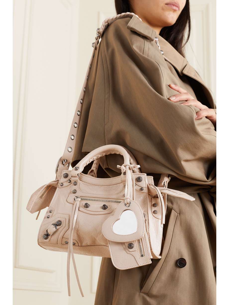 BALENCIAGA Neo Cagole XS studded crinkledleather tote NETAPORTER