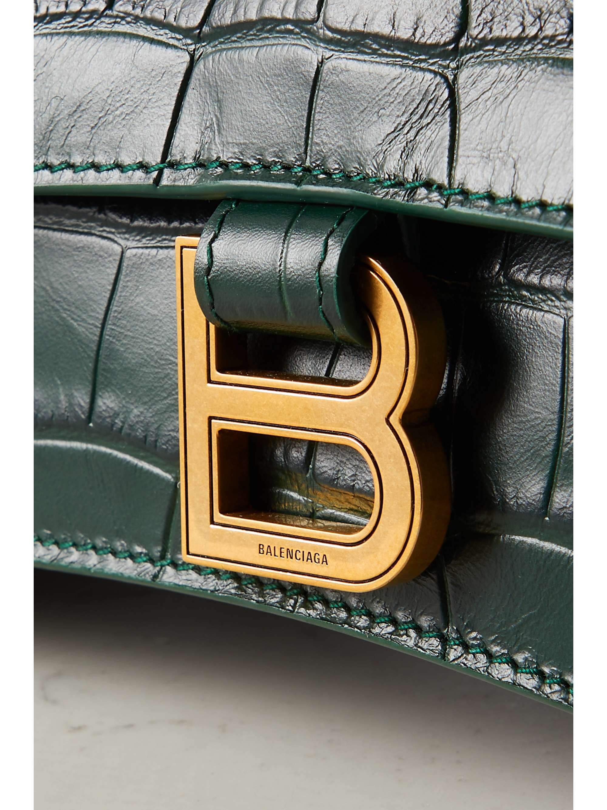 Dark green Crush croc-effect leather shoulder bag | BALENCIAGA | NET-A ...