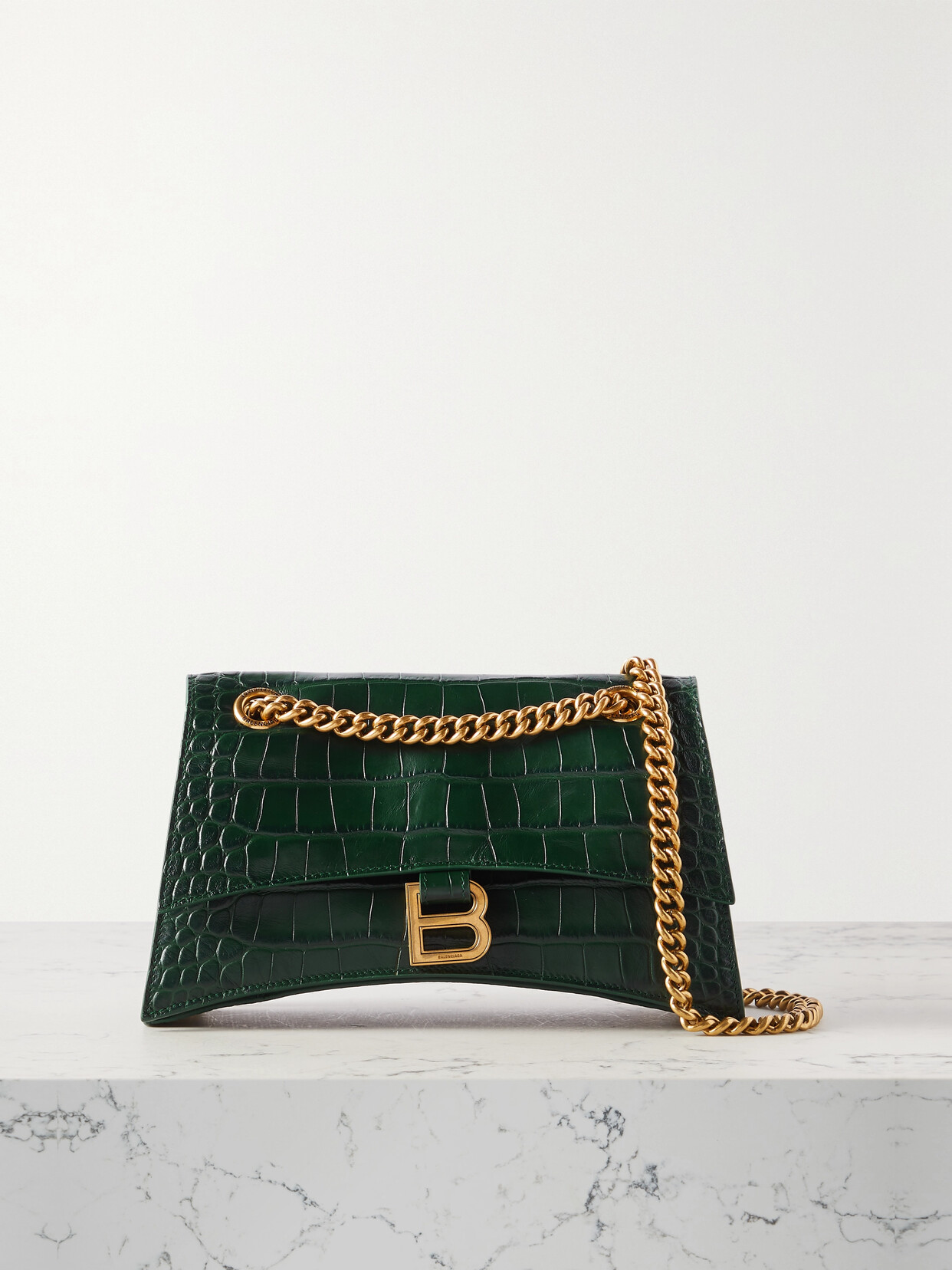 Balenciaga - Crush Croc-effect Leather Shoulder Bag - Green