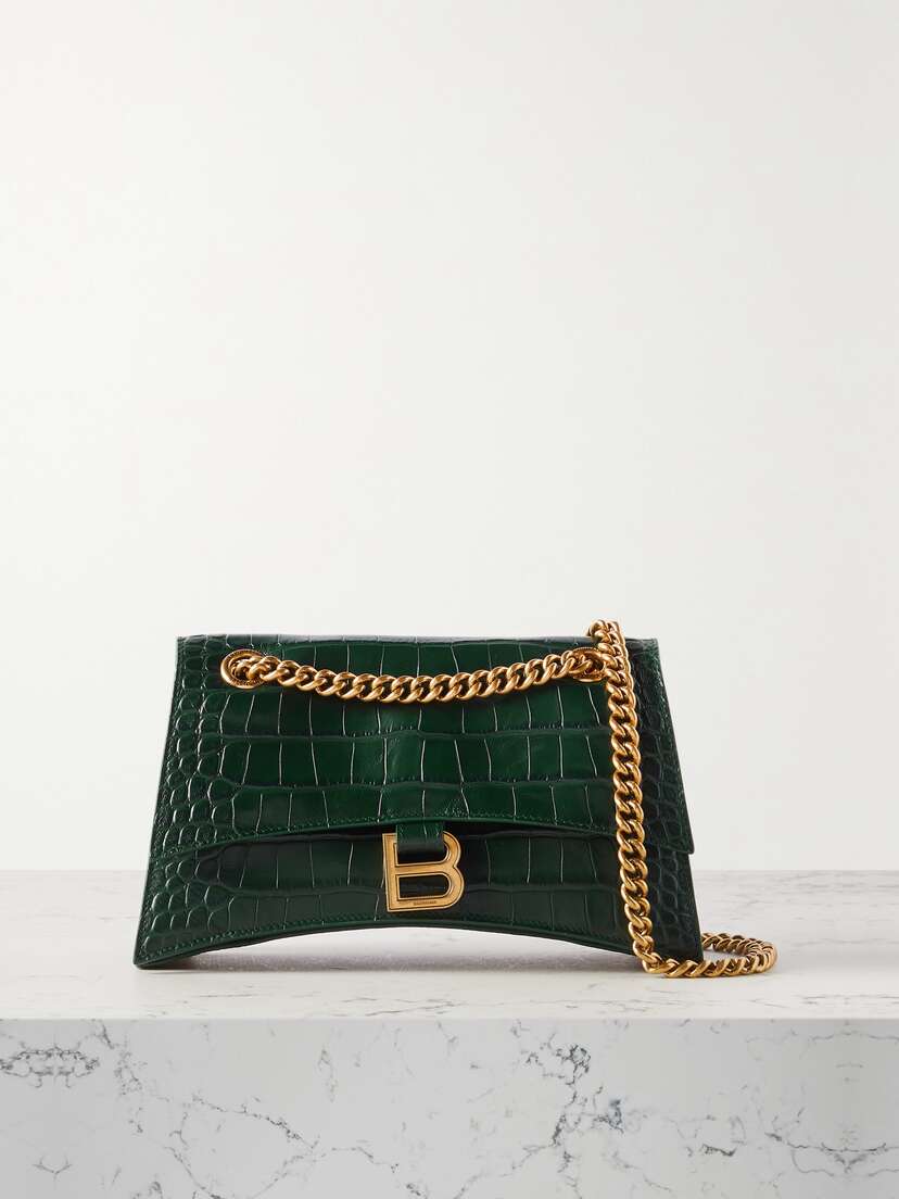 Balenciaga Crush Croc-effect Leather Shoulder Bag