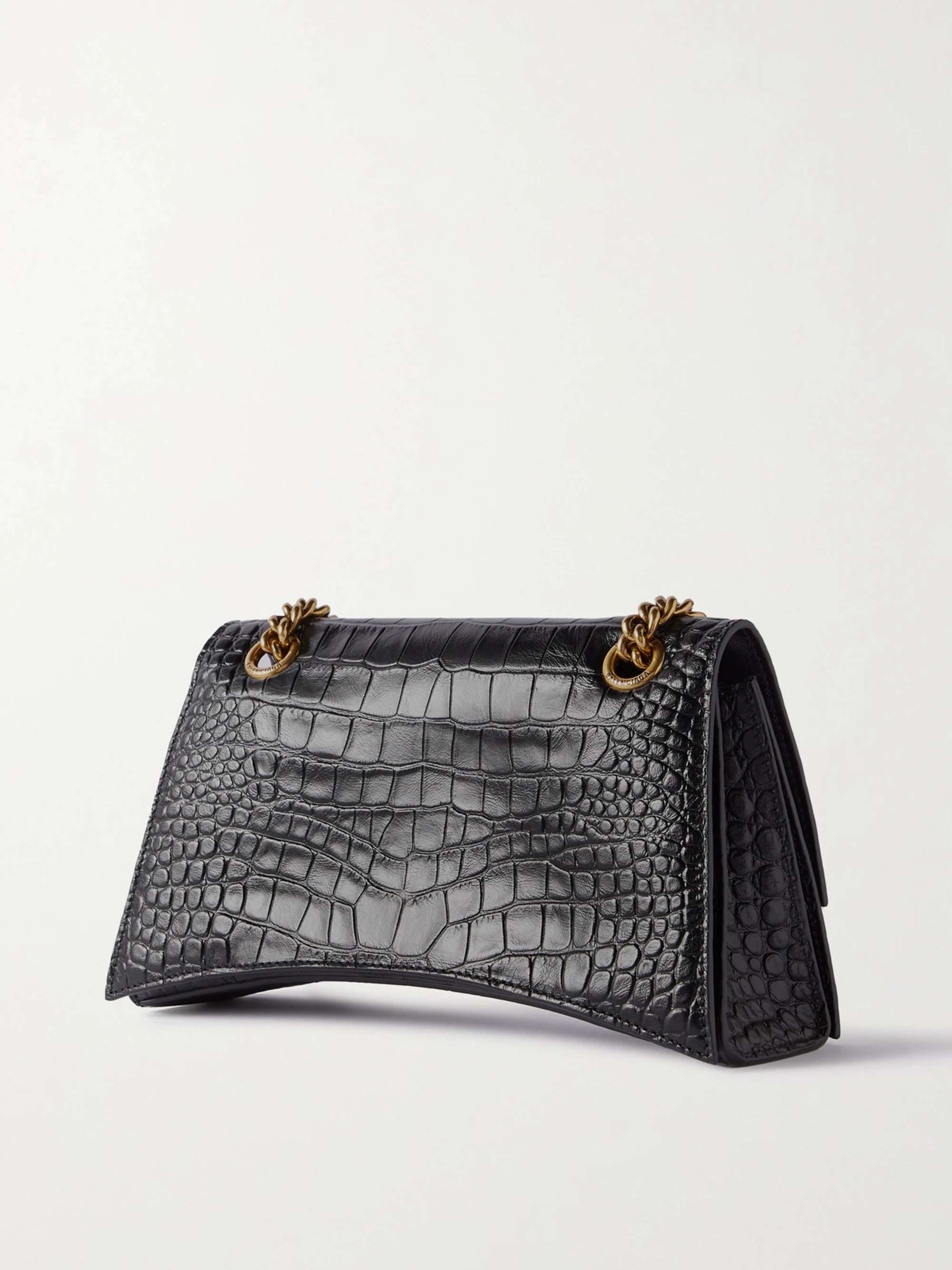 BALENCIAGA Crush croc-effect leather shoulder bag
