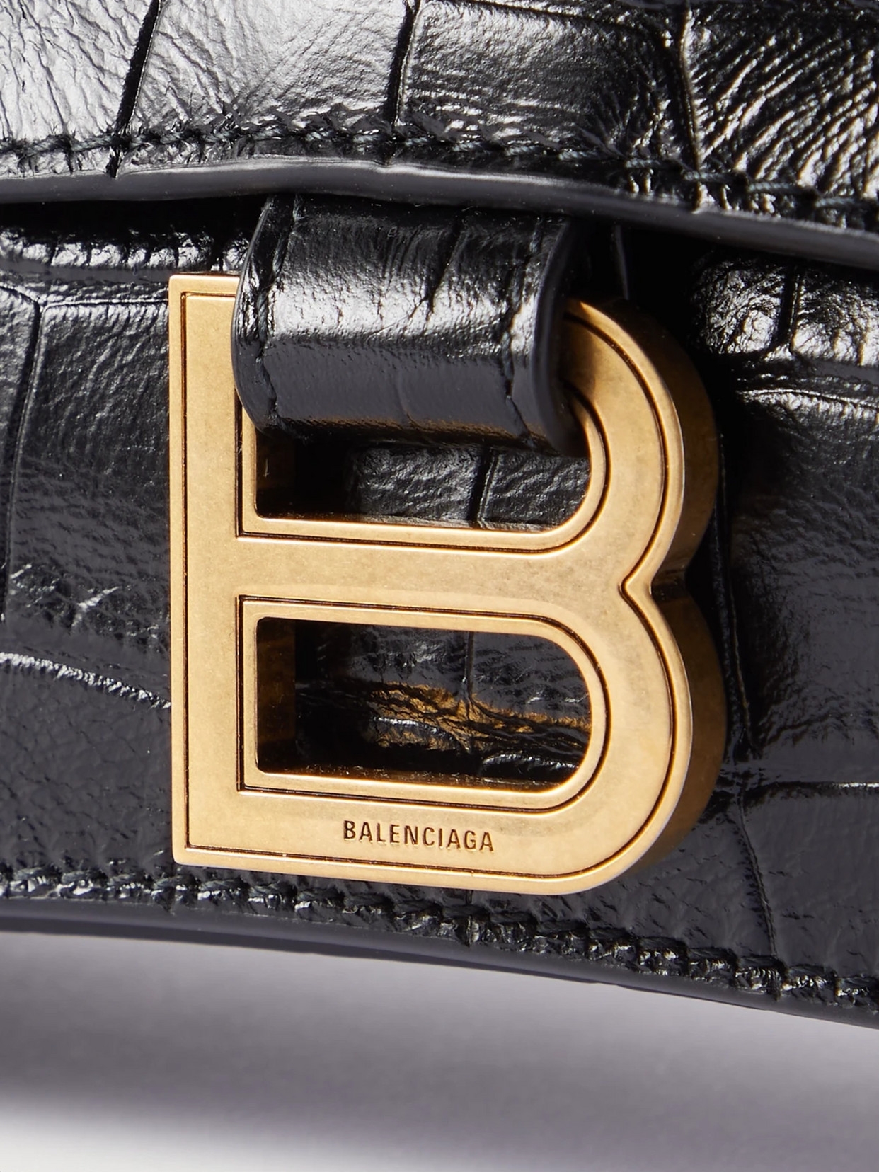 Shop Balenciaga Crush Croc-effect Leather Shoulder Bag In Black