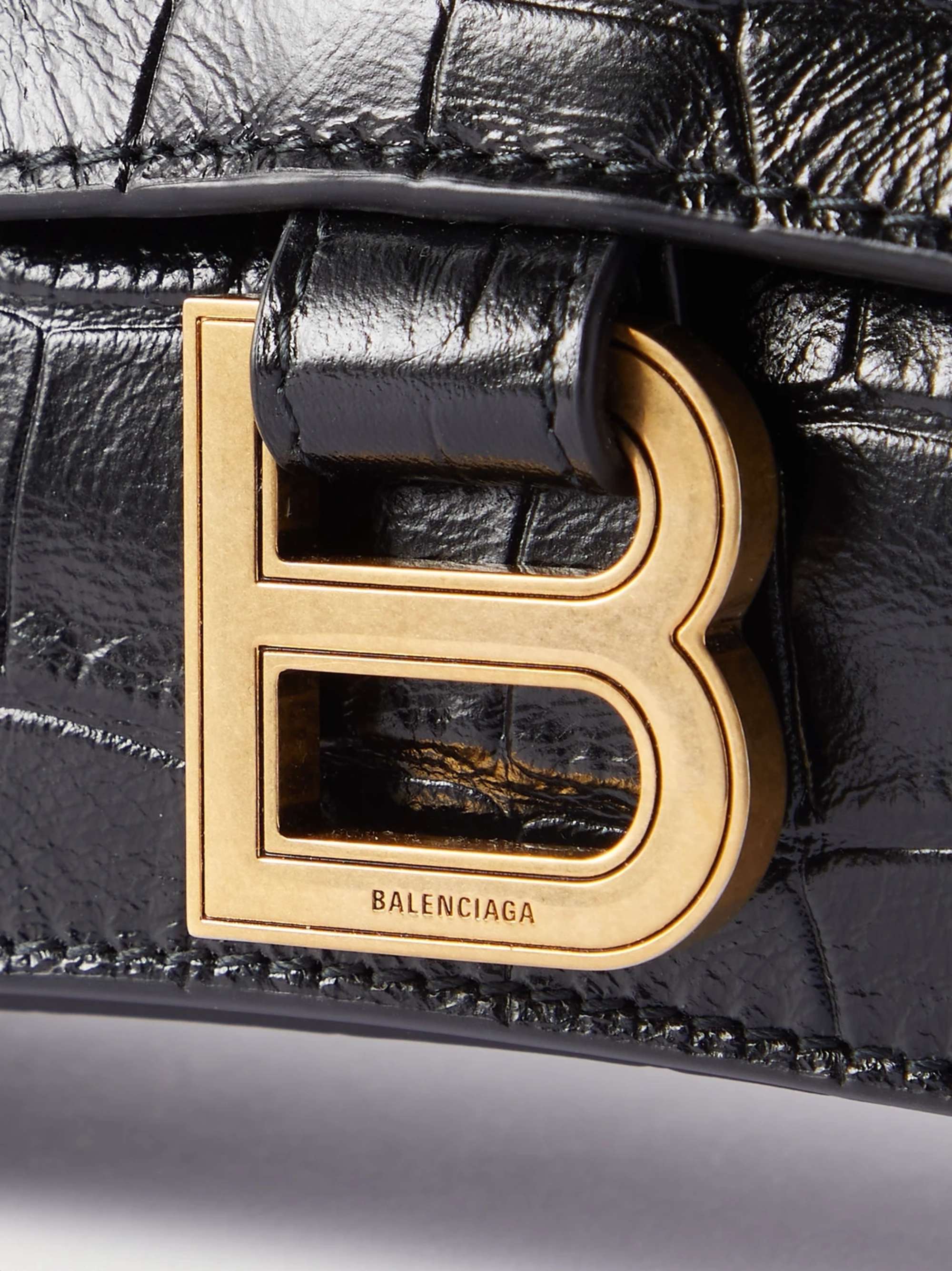 BALENCIAGA Crush croc-effect leather shoulder bag