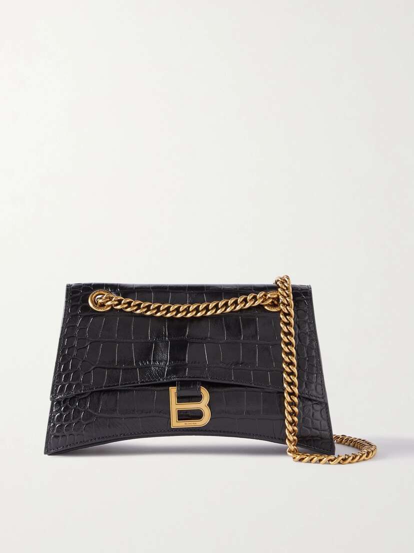 Balenciaga Crush Croc-effect Leather Shoulder Bag