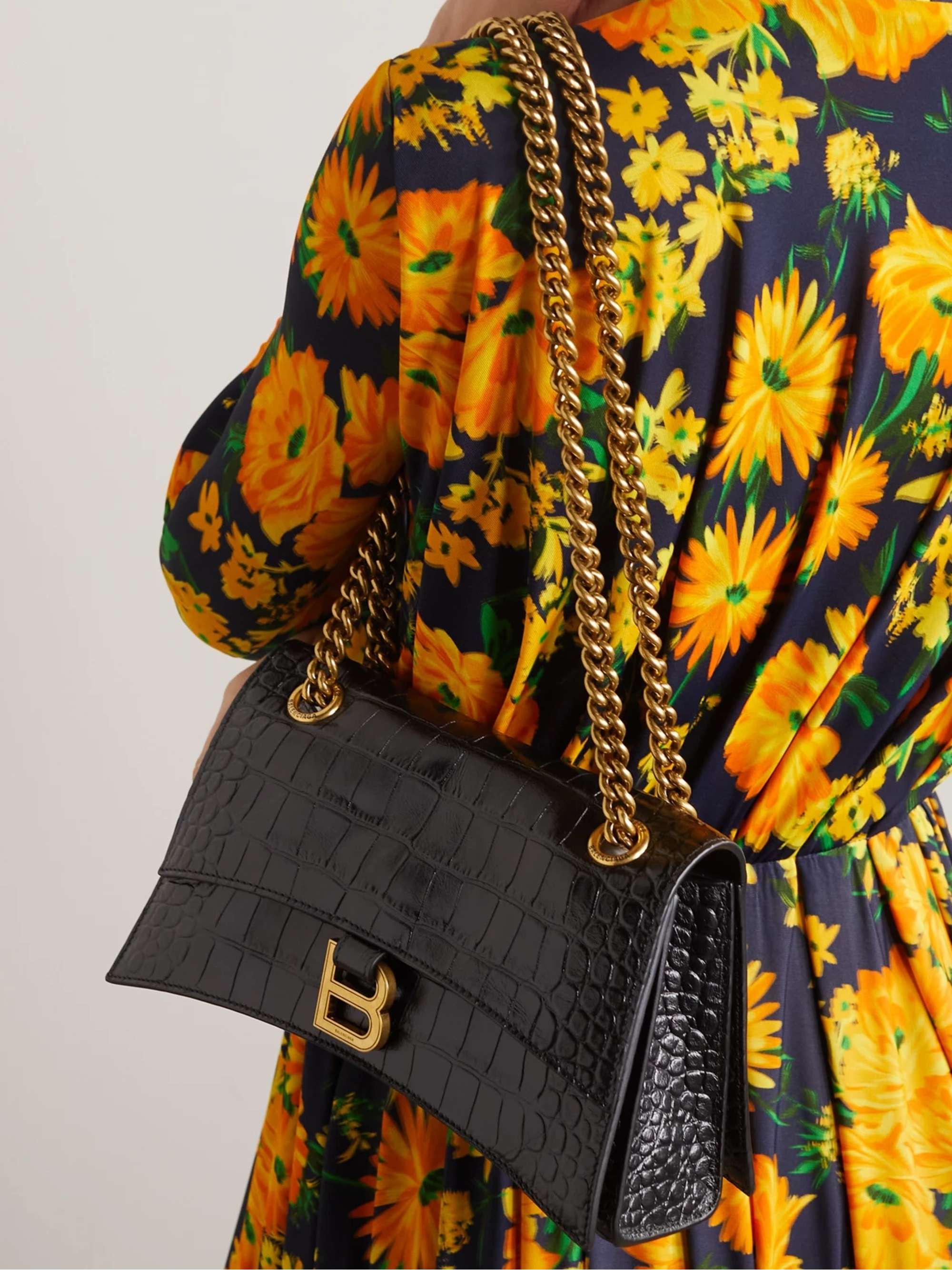 BALENCIAGA Crush croc-effect leather shoulder bag