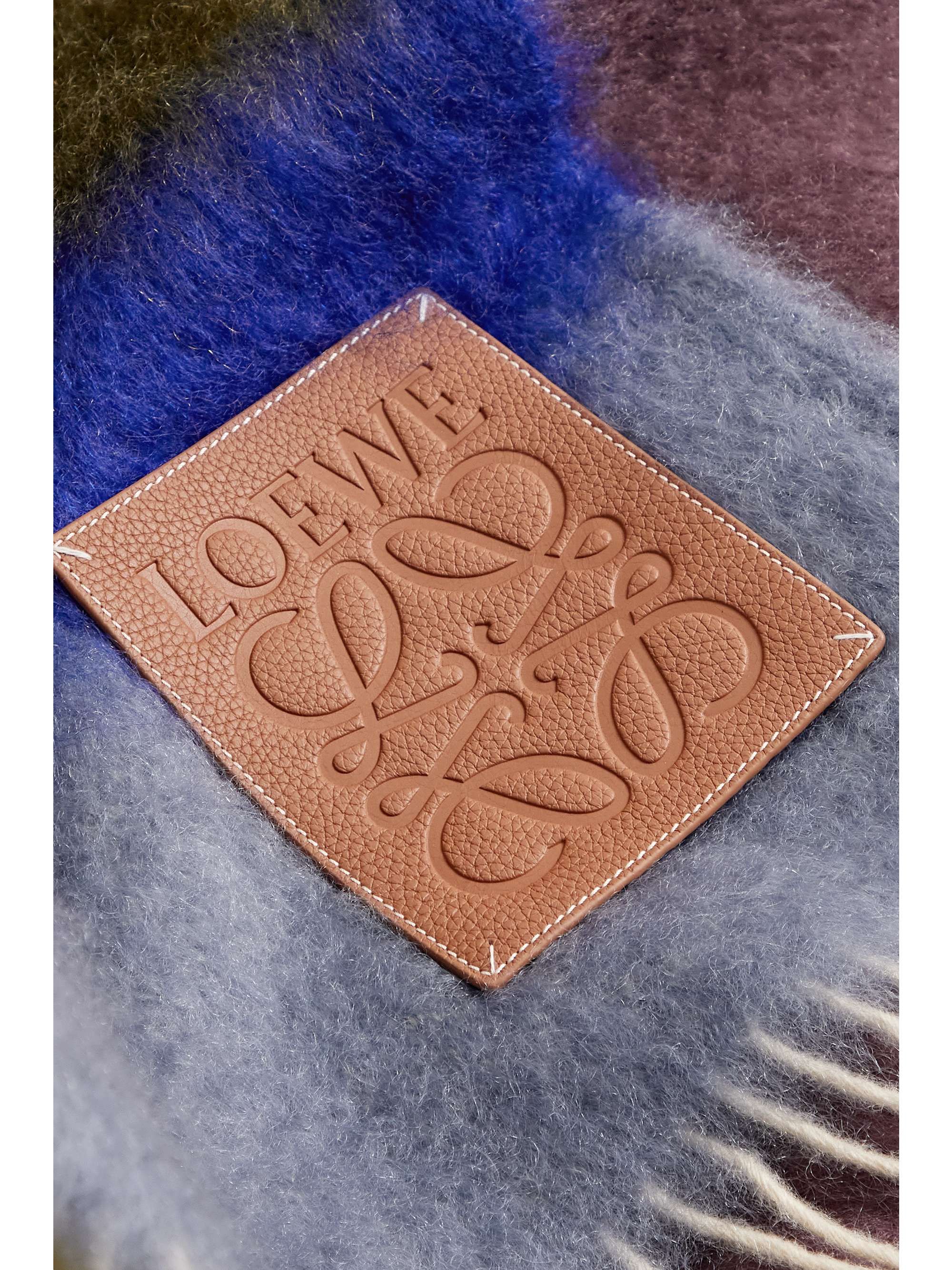 LOEWE Leathertrimmed fringed striped mohairblend blanket NETAPORTER