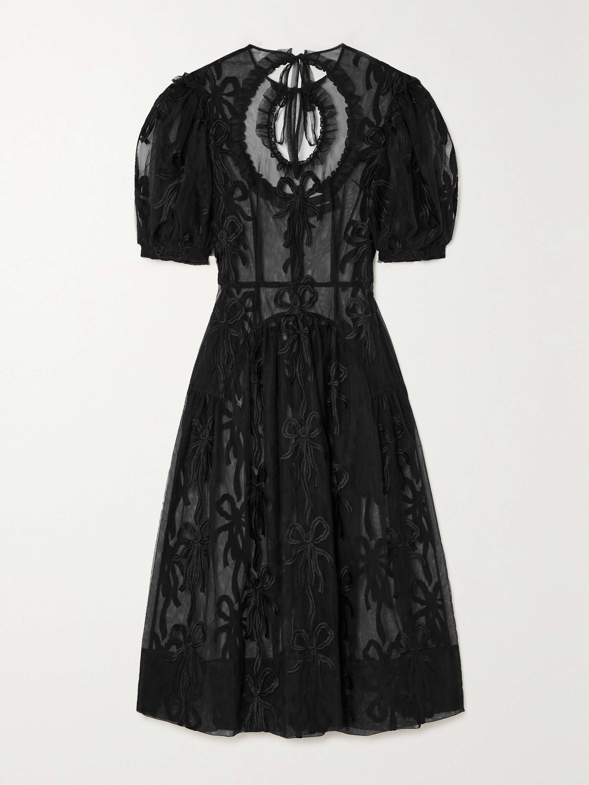 SIMONE ROCHA Bow-detailed cutout lace-trimmed voile midi dress | NET-A ...