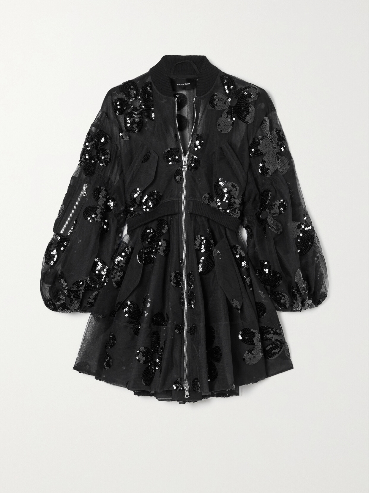 Simone Rocha - Sequin-embellished Tiered Tulle Bomber Jacket - Black