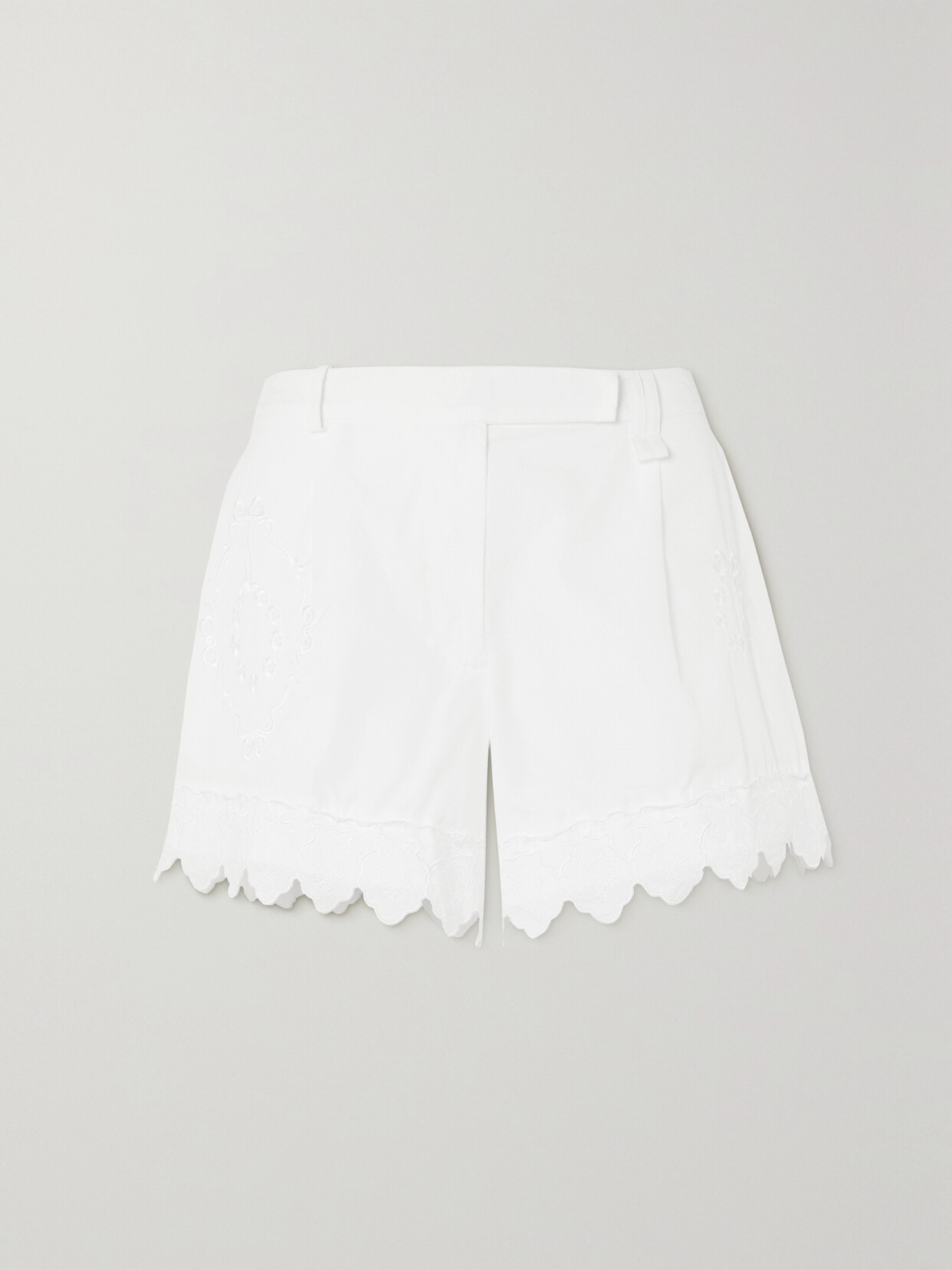 Shop Simone Rocha Lace-trimmed Embroidered Cotton-poplin Shorts In Black