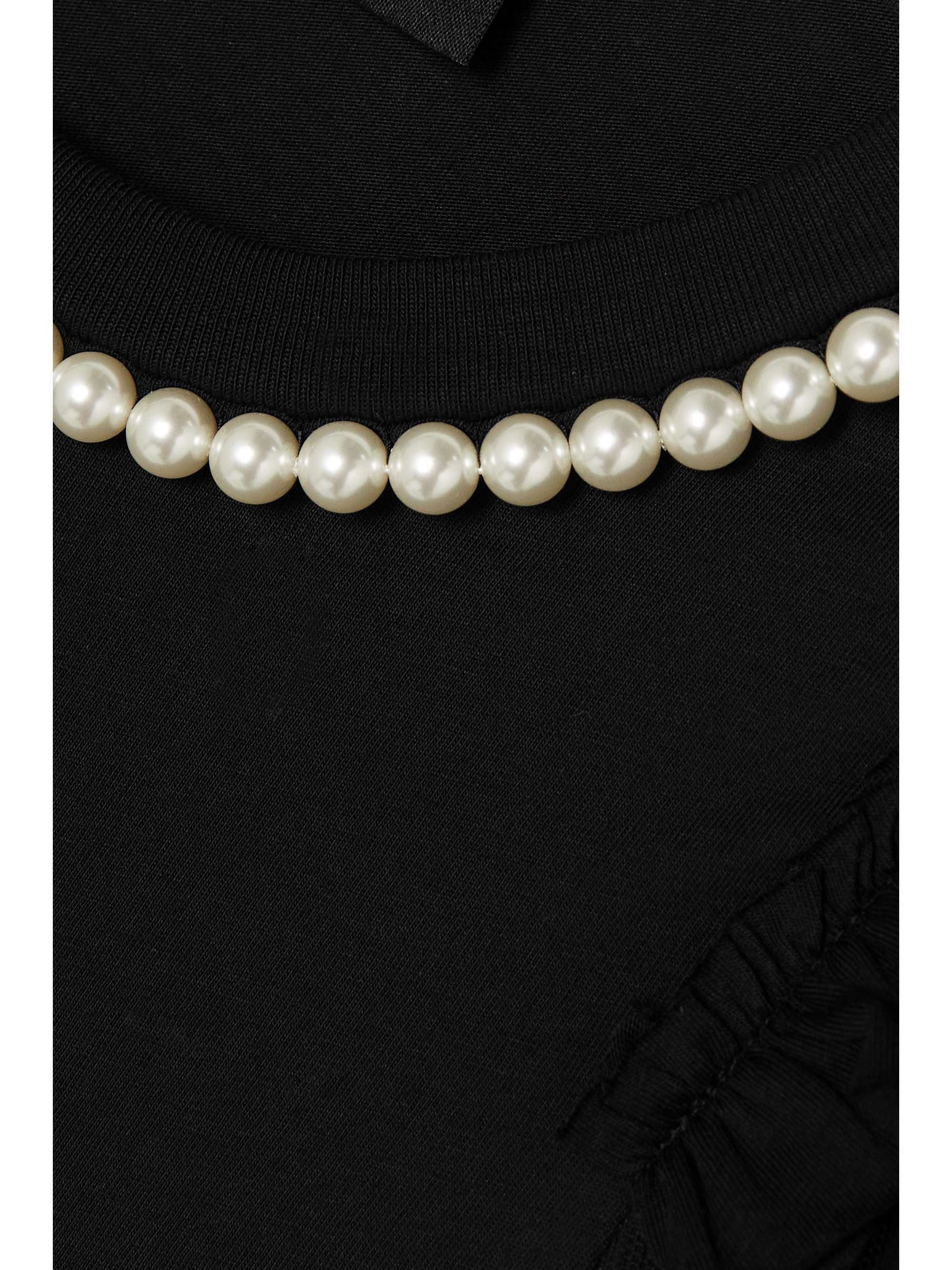SIMONE ROCHA Faux pearl-embellished tulle-trimmed cotton-jersey midi dress