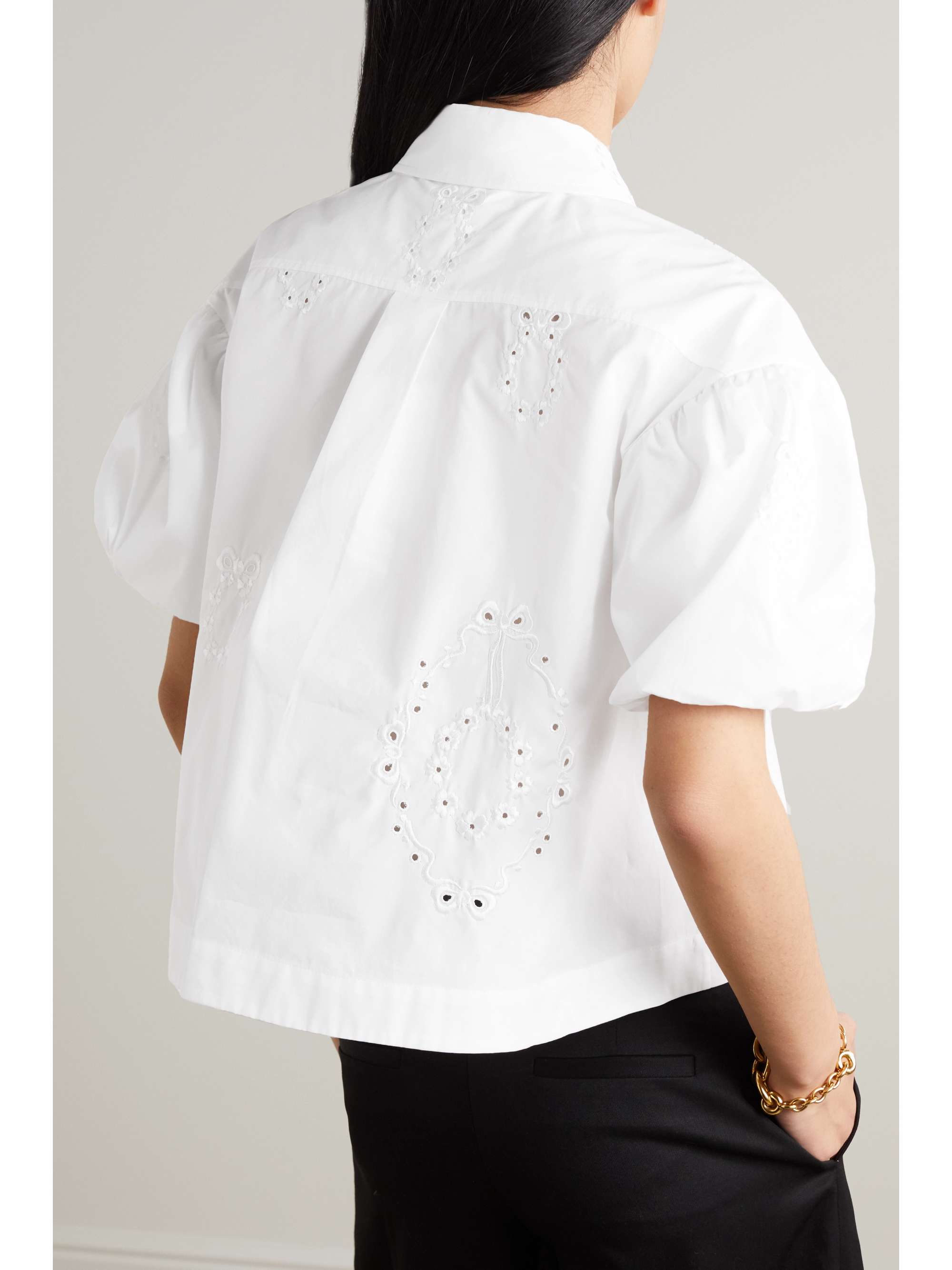 Broderie anglaise cotton-poplin shirt