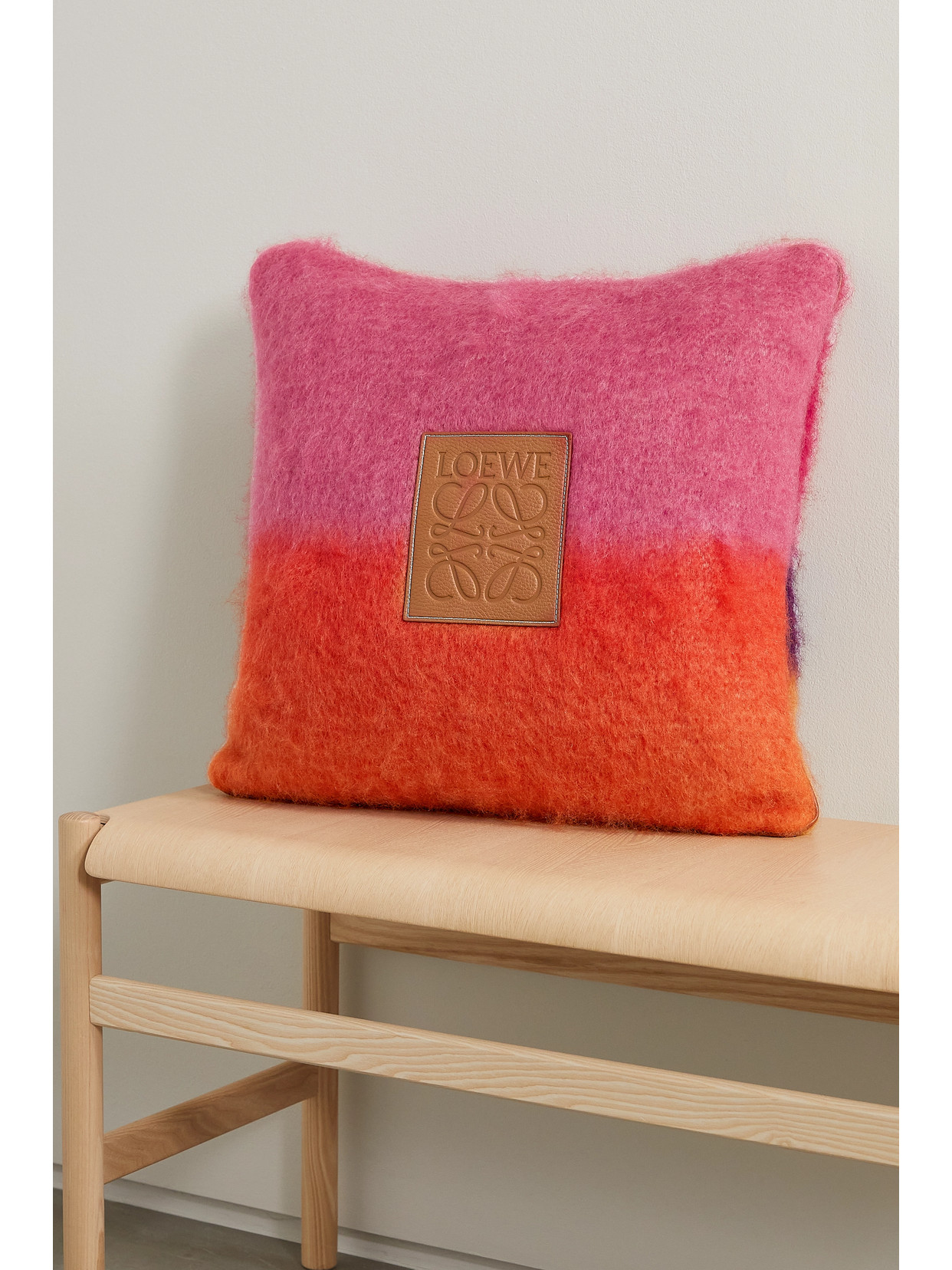 Loewe Appliquéd Mohair And Wool-blend Cushion In Orange