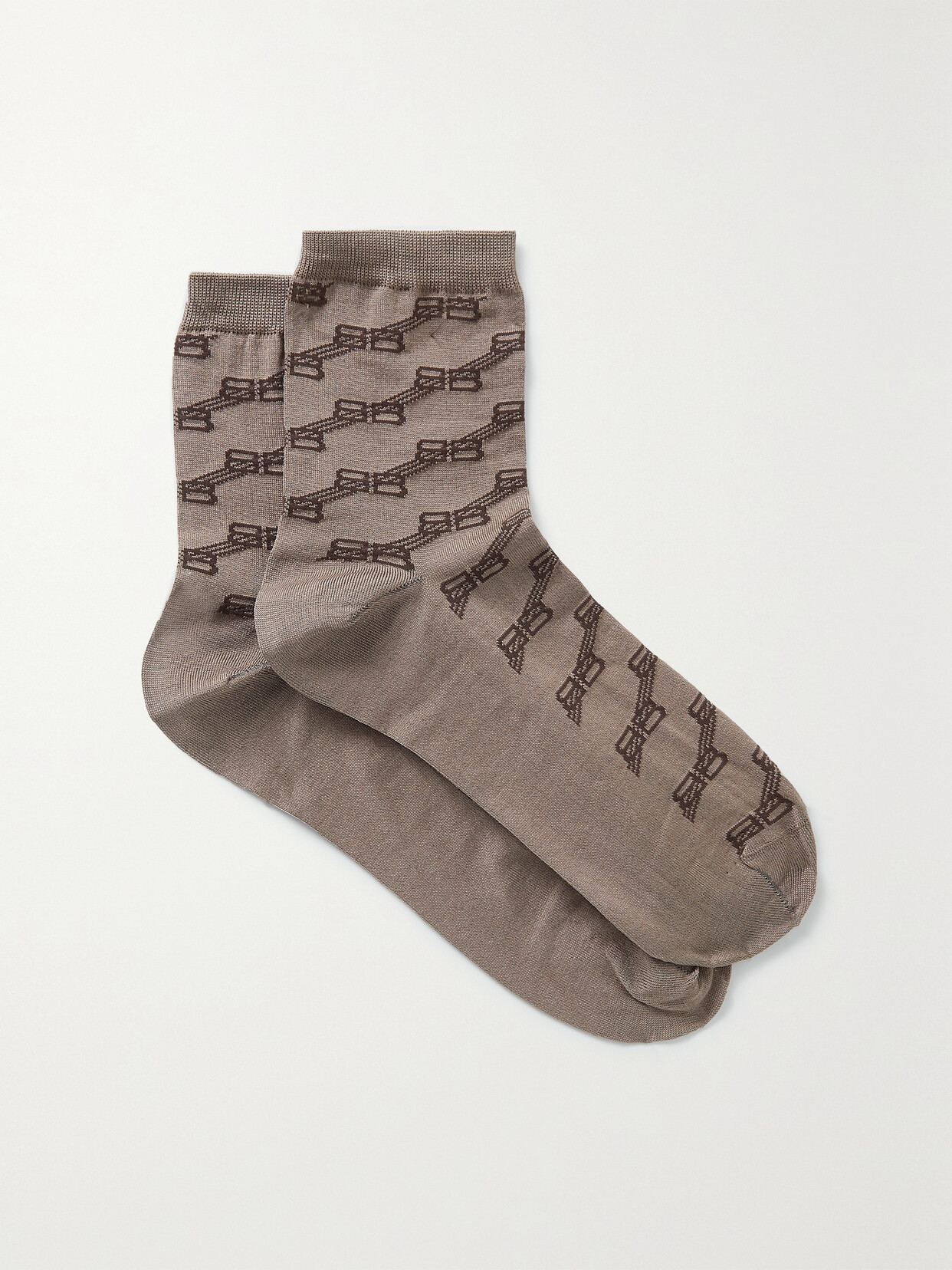 Balenciaga Jacquard-knit Cotton-blend Socks In Gray