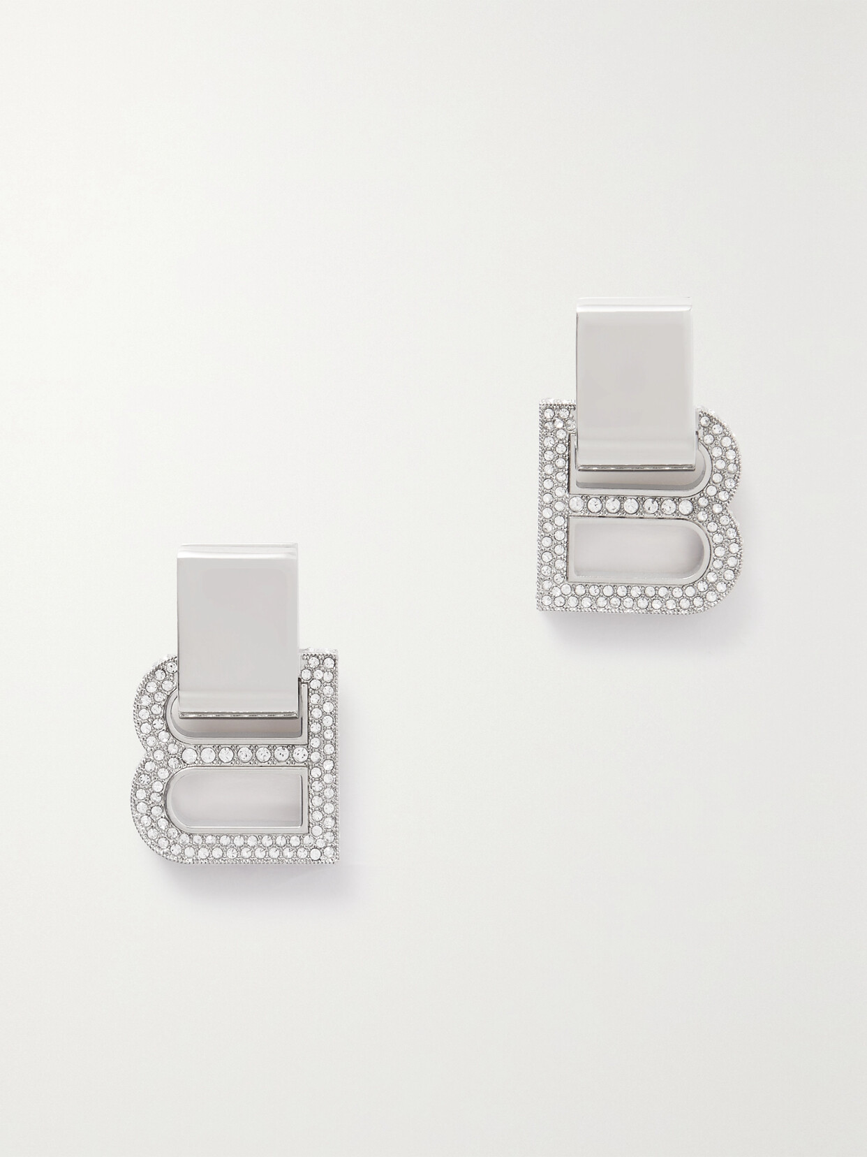 Balenciaga - Hourglass Crystal-embellished Silver-tone Earrings - One size