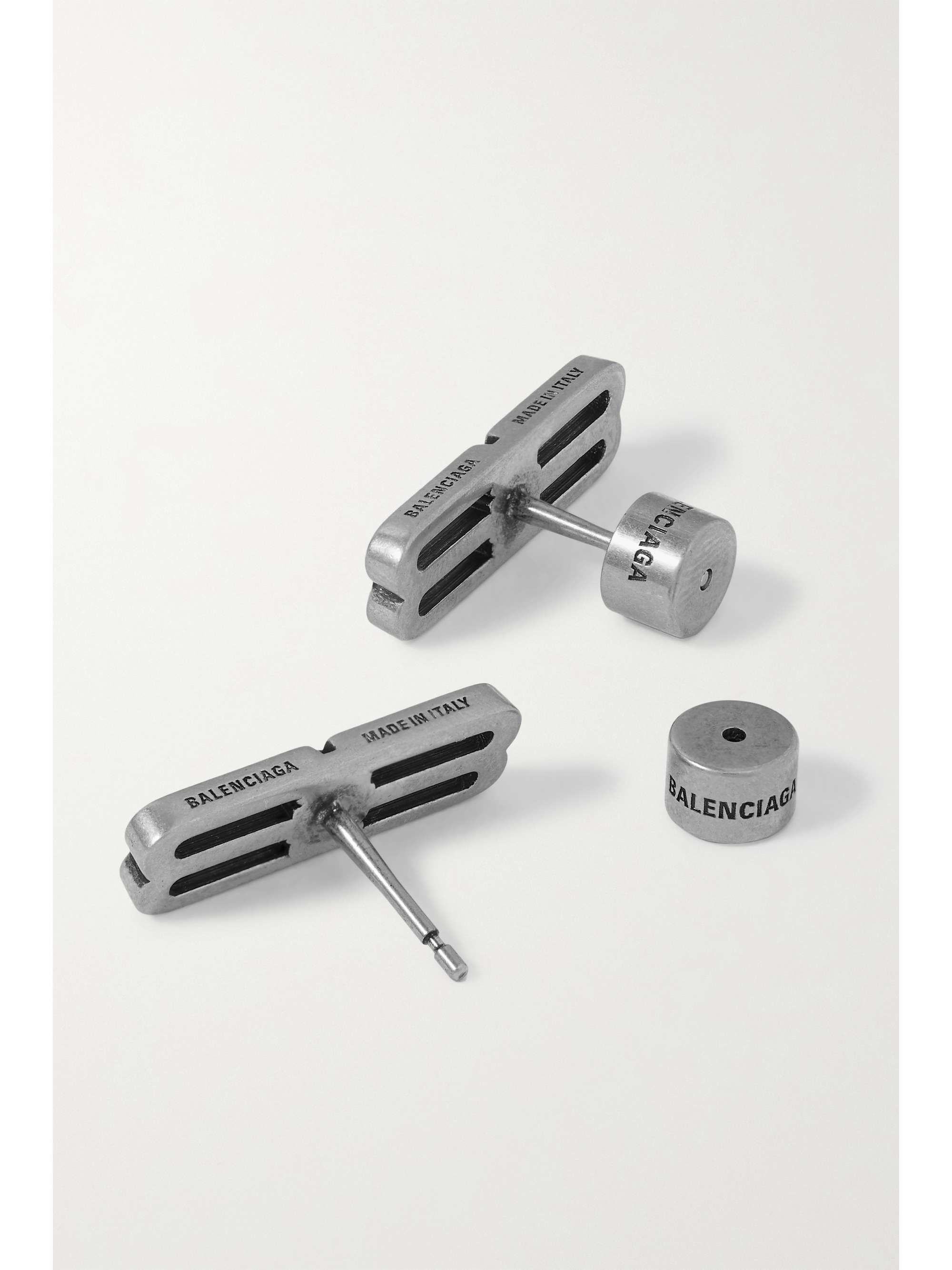 BALENCIAGA License silver-tone earrings