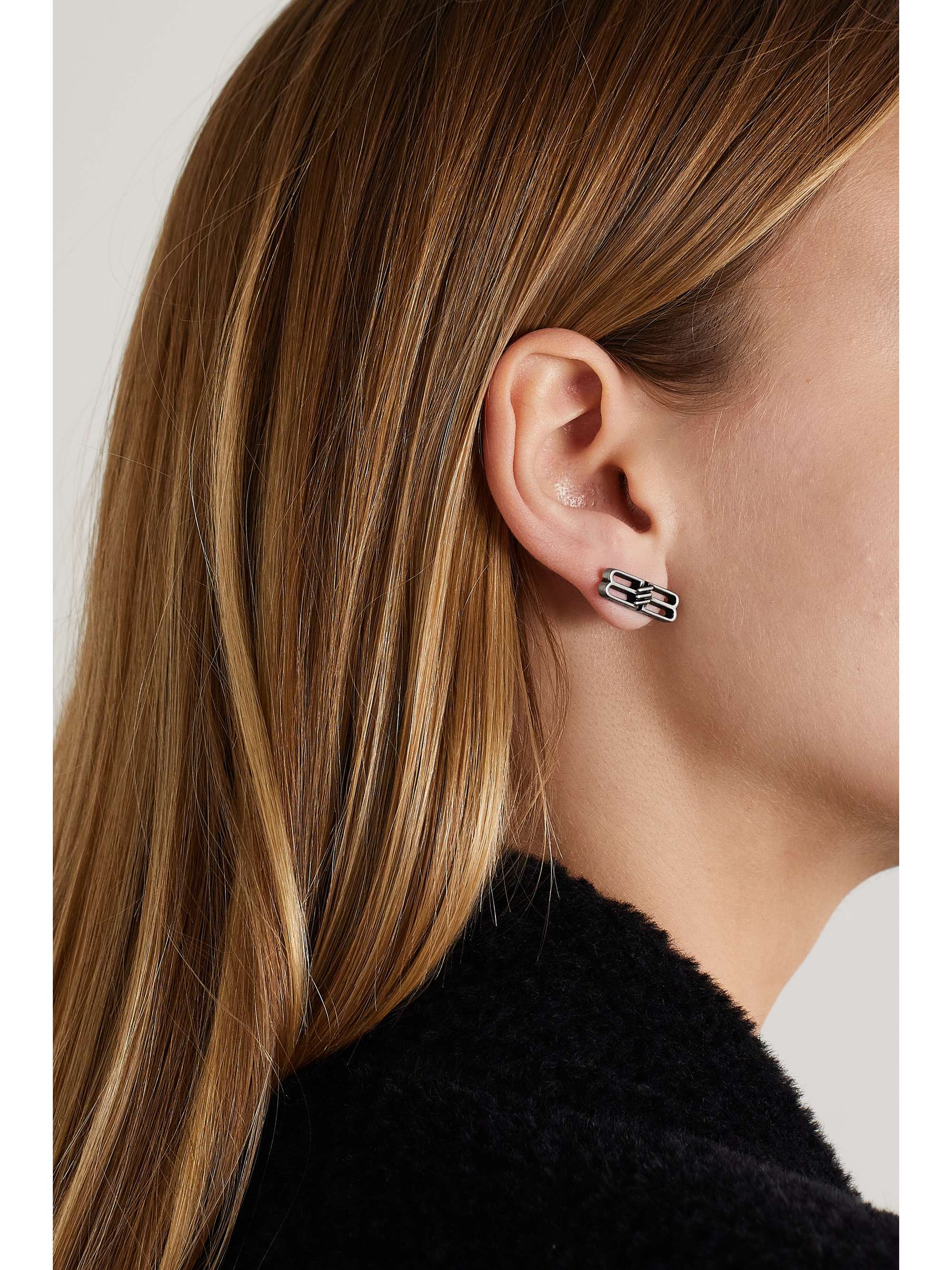 BALENCIAGA License silver-tone earrings