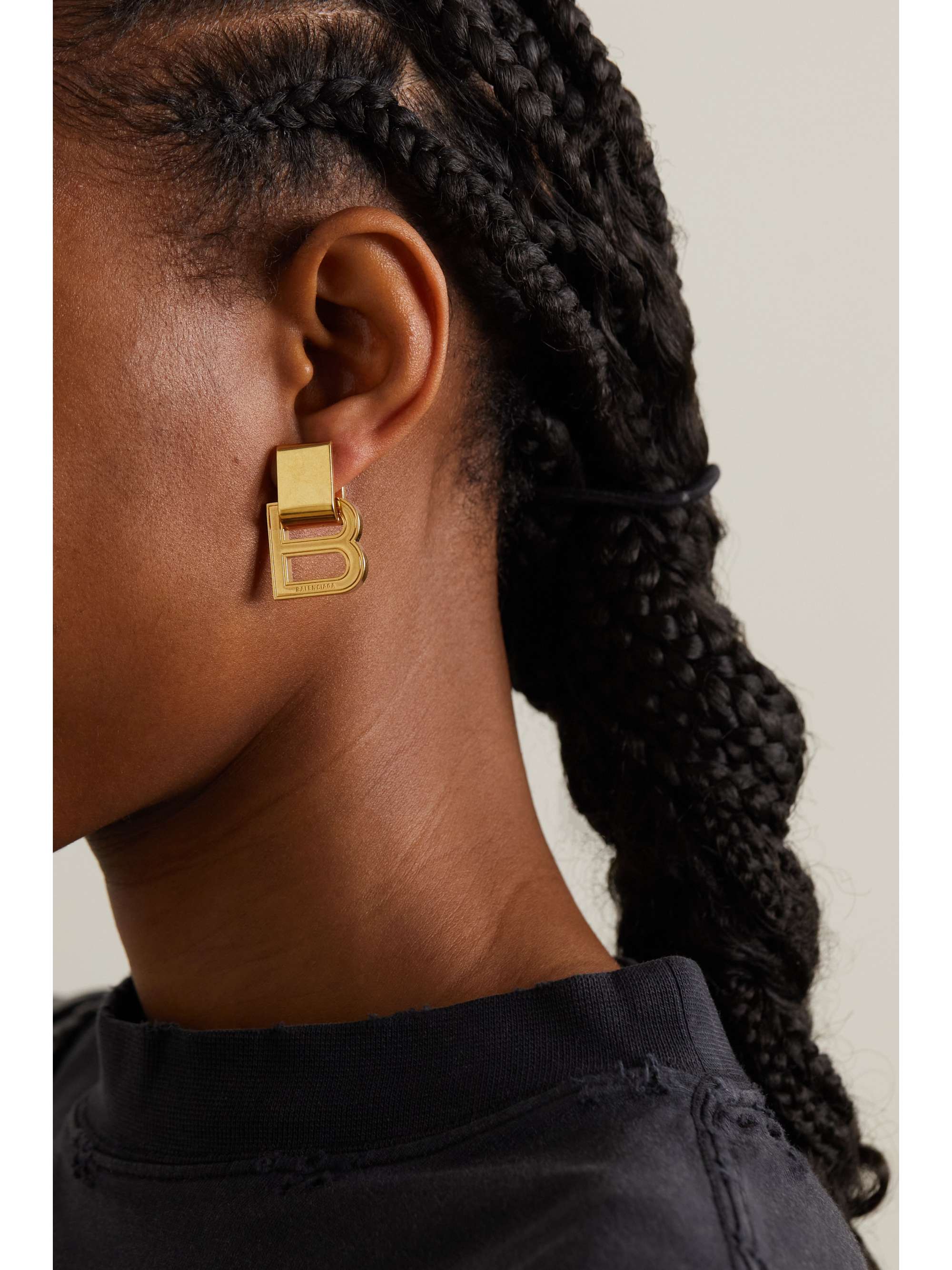 BALENCIAGA Hourglass gold-tone earrings
