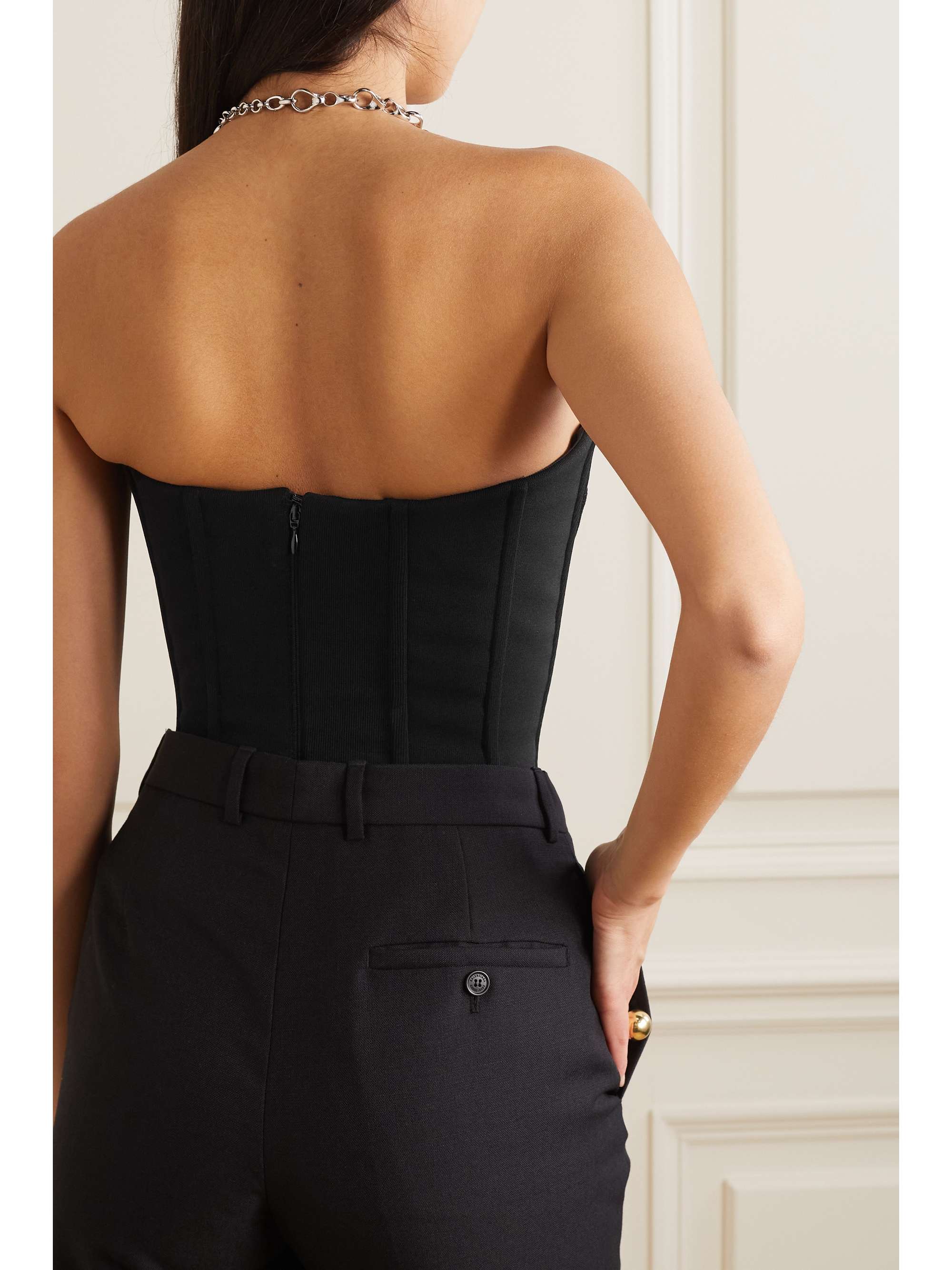BALENCIAGA Strapless stretch-jersey bustier top