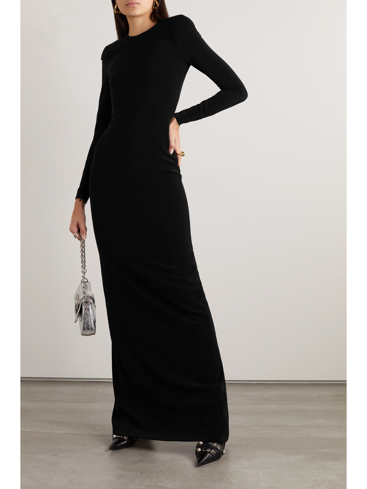 Shop Balenciaga Stretch-jersey Maxi Dress In Black