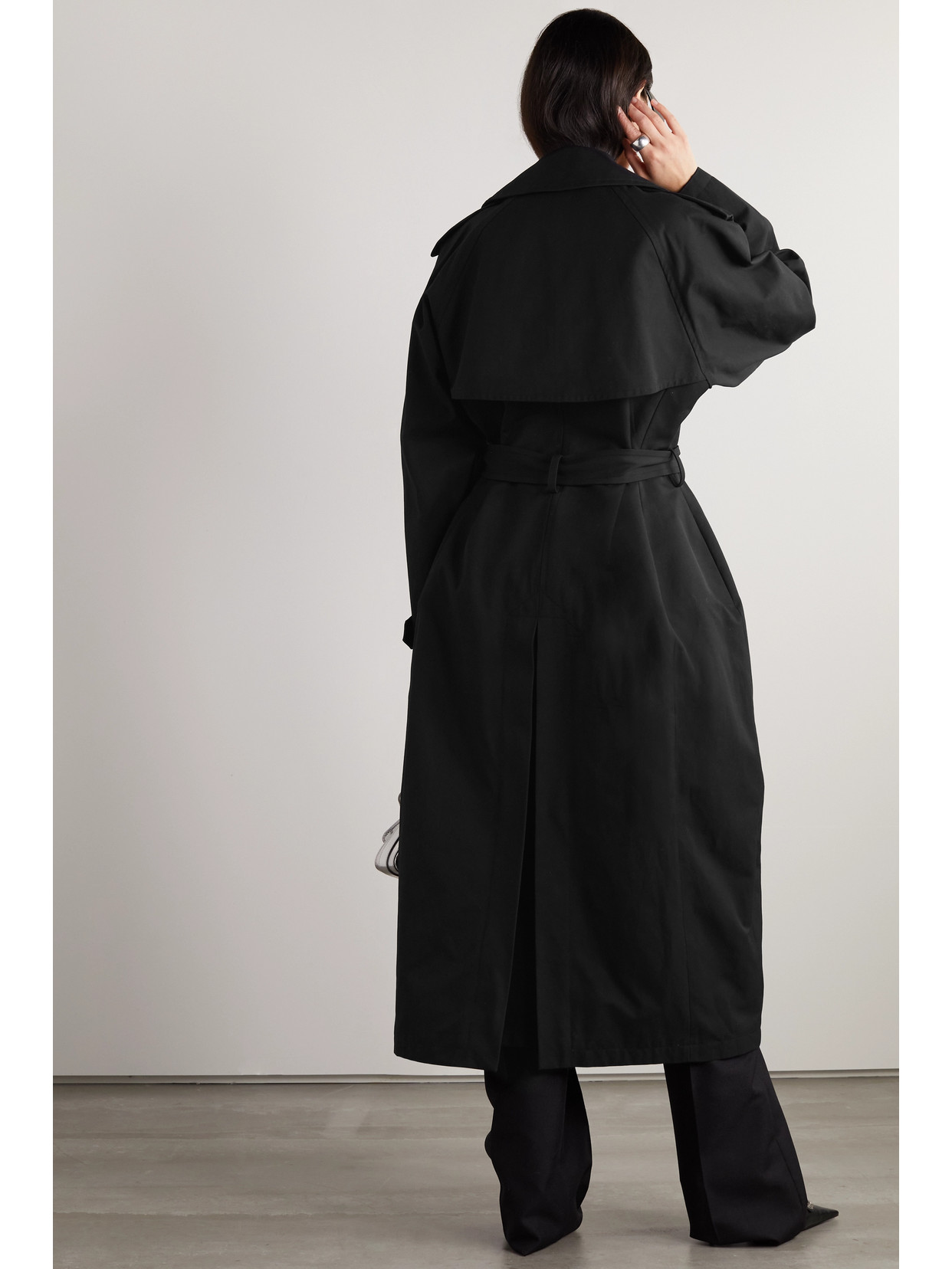 Hourglass Oversized Double-Breasted Wool And Cotton-Blend Trench Coat