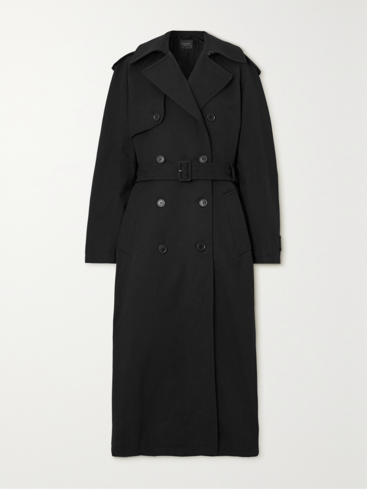 Balenciaga - Hourglass Oversized Double-breasted Wool And Cotton-blend Trench Coat - Black