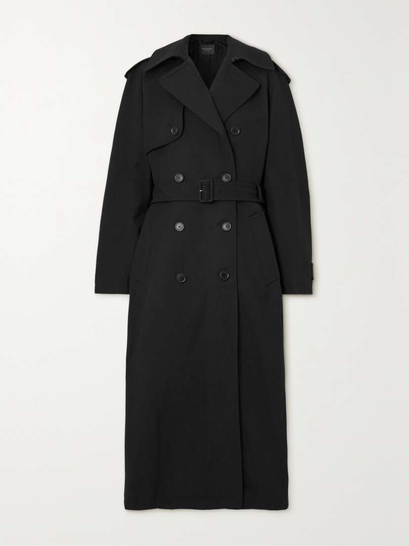 Balenciaga Hourglass Oversized Double-breasted Wool And Cotton-blend Trench Coat