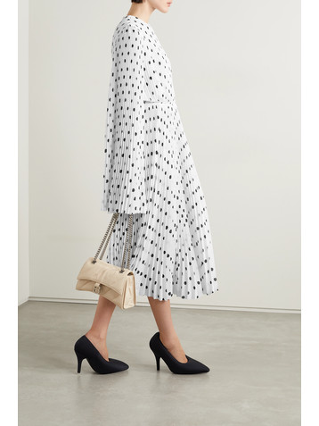 Balenciaga Pleated polka-dot crepe midi dress