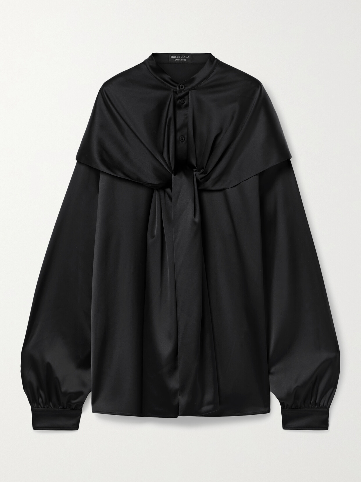 Balenciaga Hooded Duchesse-satin Blouse In Black